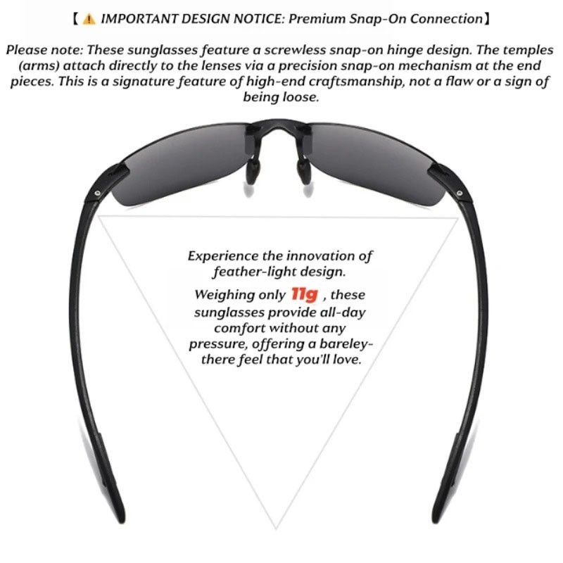 Rimless TR90 Sunglasses Polarized UV400 Lenses Lightweight Outdoor Men Glasses