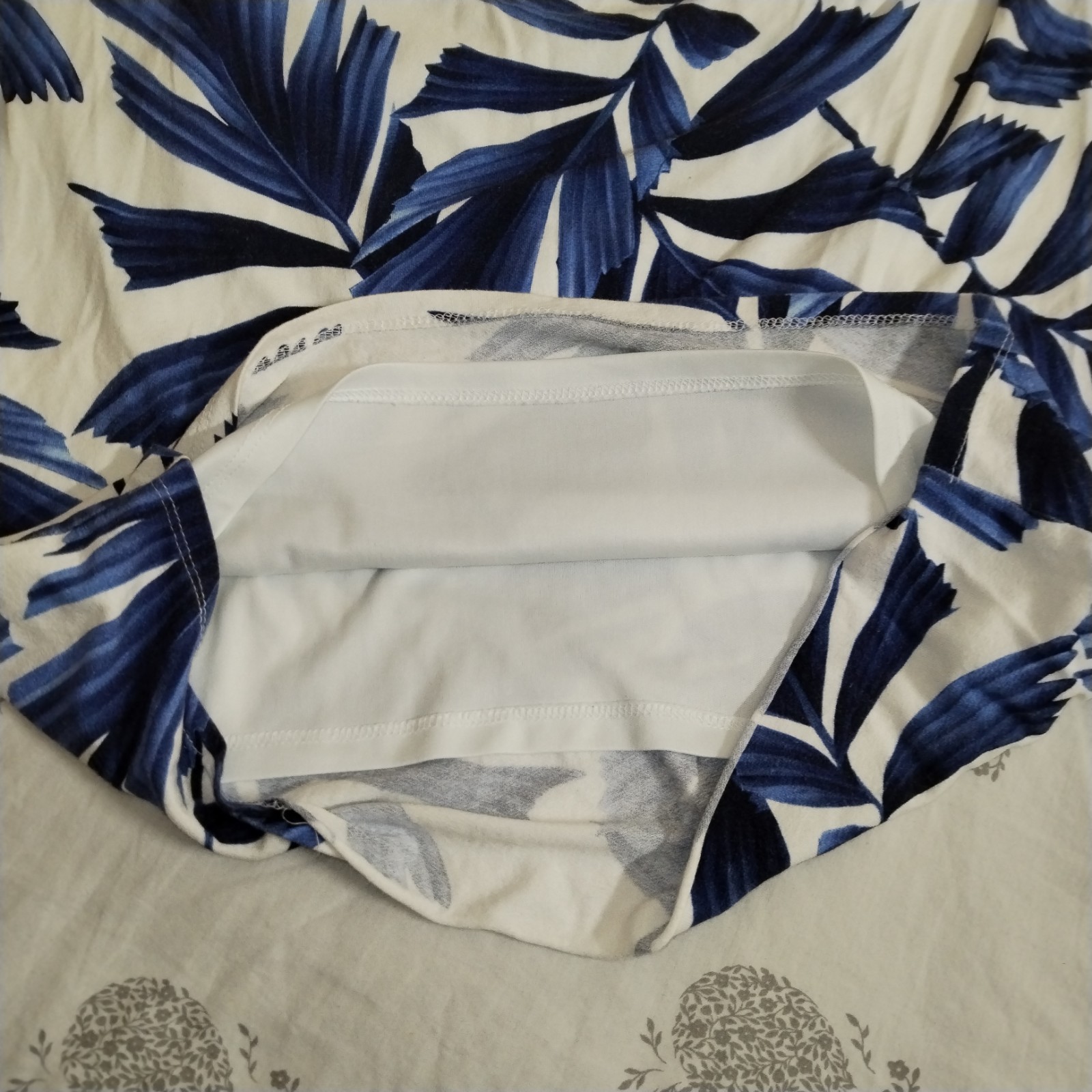 Phase Eight Dress Size 16 White Navy Eloise Palm Print Shift Bodice Layer Ruched
