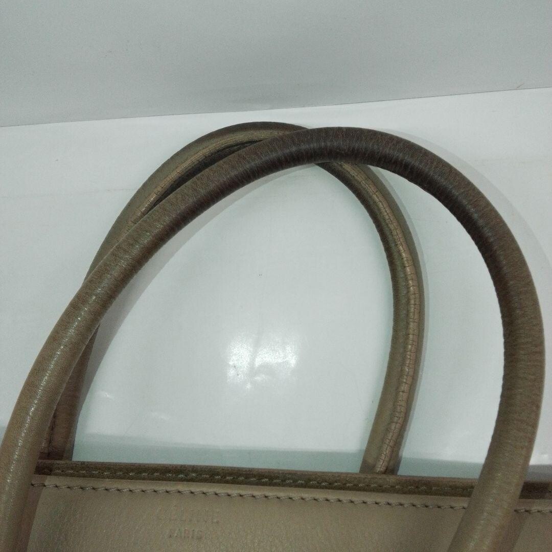 CELINE Luggage Phantom Tote Bag Greige Leather Zip Auth