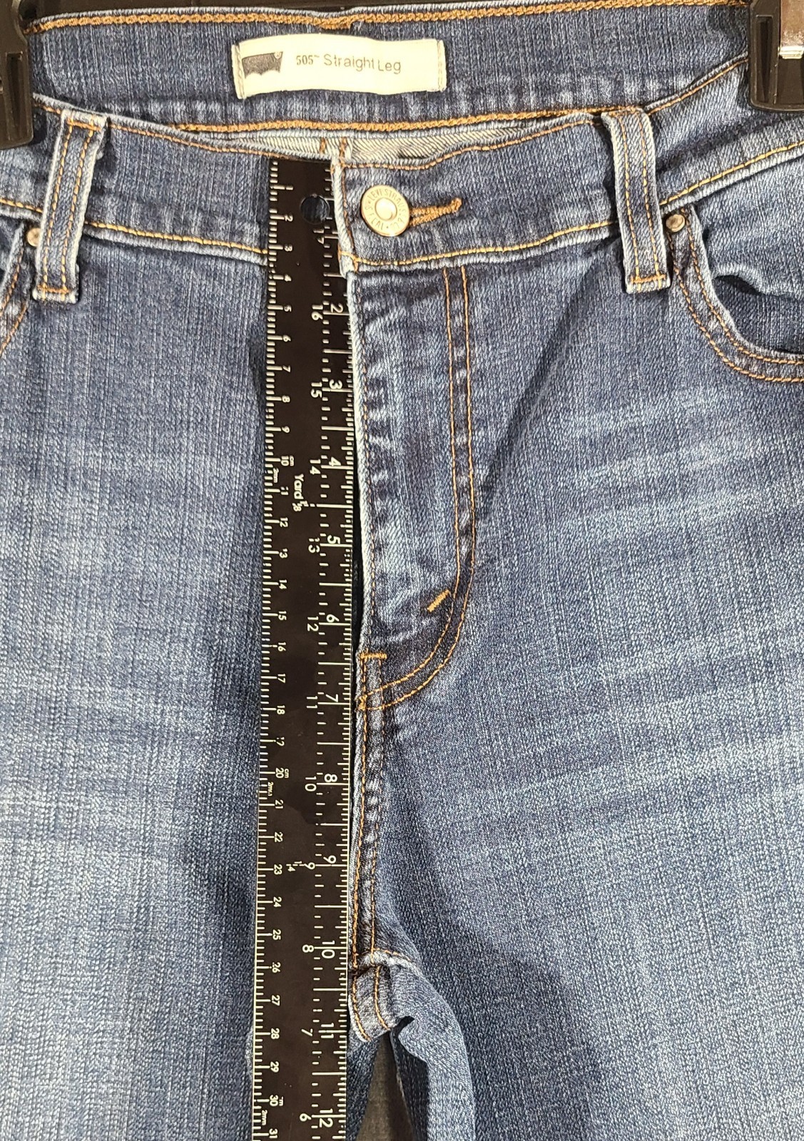 Signature by Levi Strauss Women 505 Straight Leg Jeans Button Flap Pocket 14M…