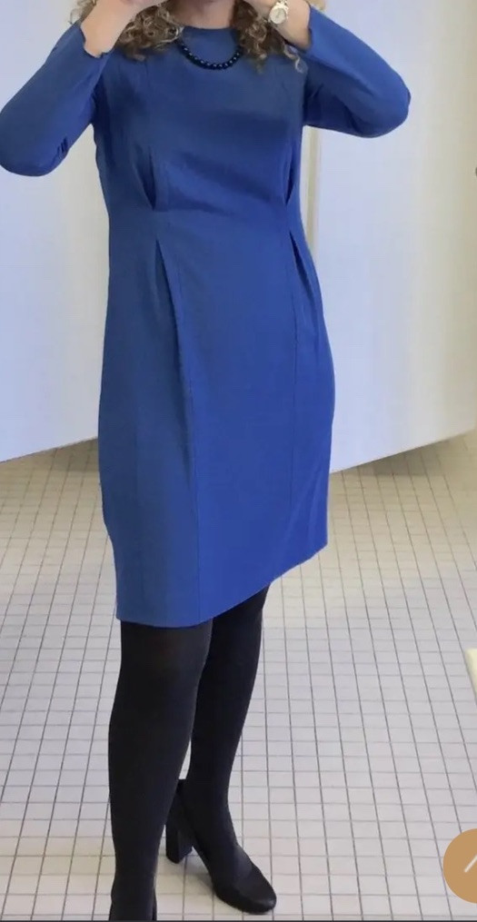 LK Bennett London Dr Jessica Dress US Sz 14 Pale Blue Classic Seamed Sheath READ