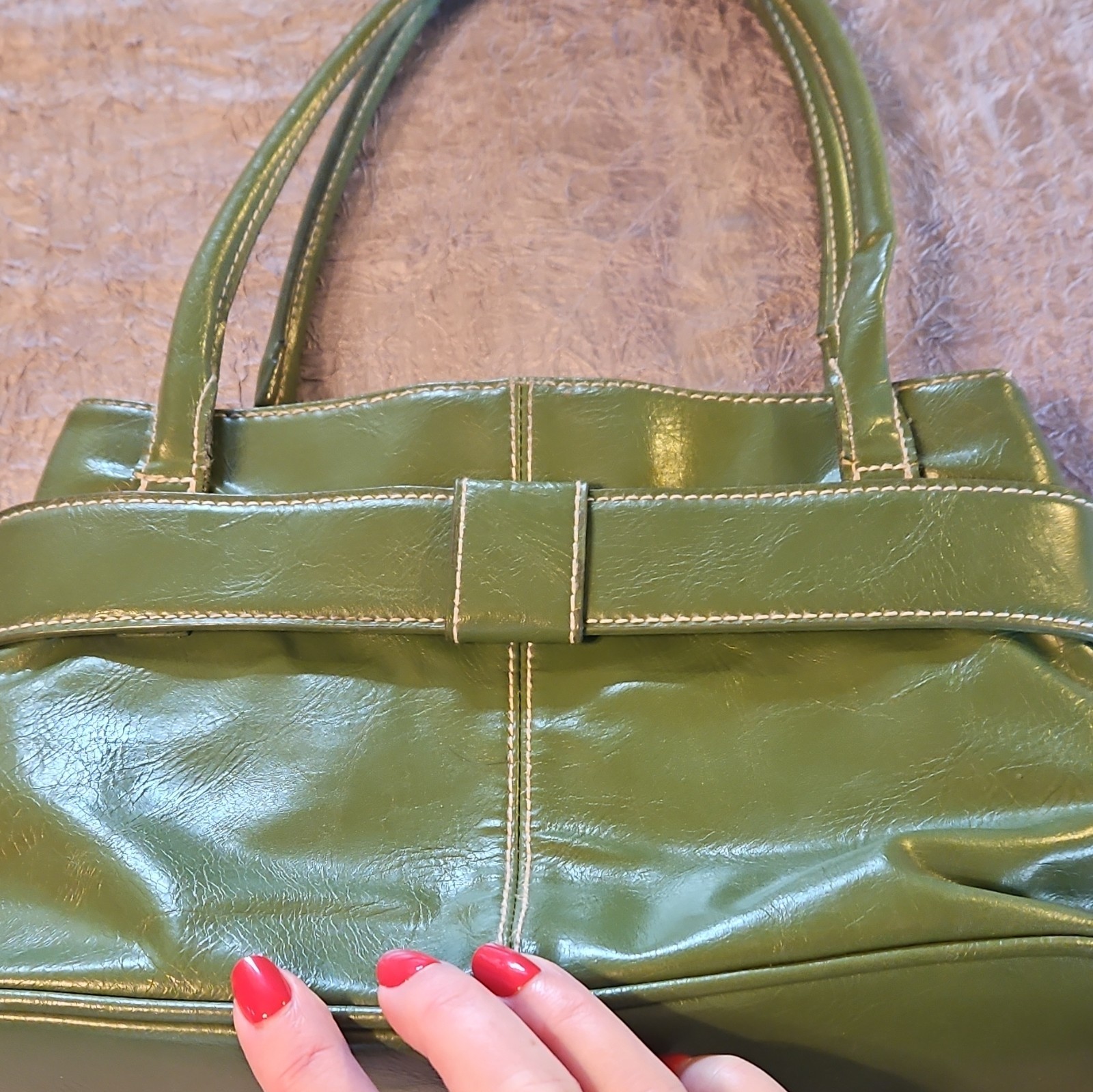 St. JohnsGreen Small Satchel Top Handle Bag Buckle Accent Magnetic