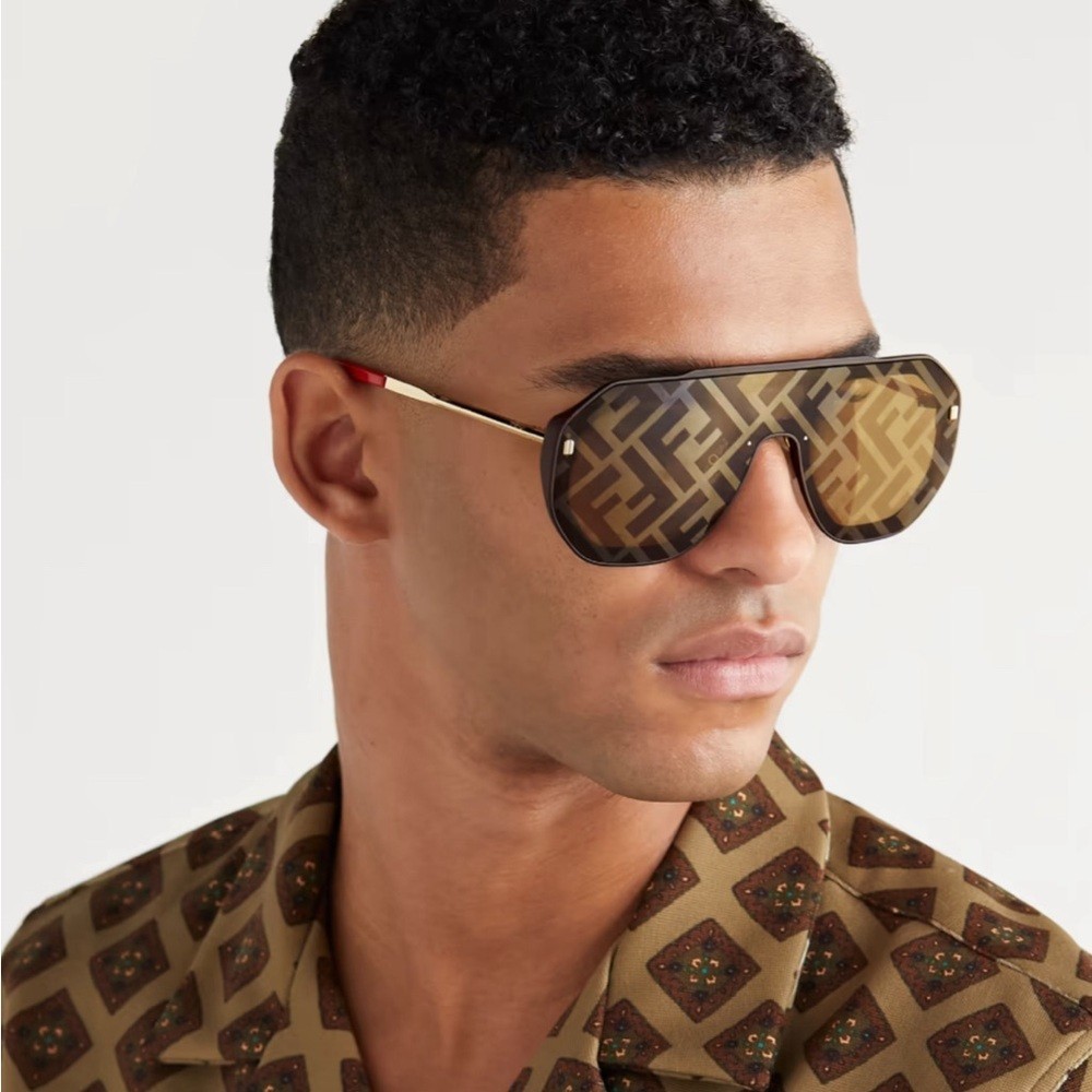 Fendi Men FF M0039/G 807 XR Shield Plastic Black Sunglasses
