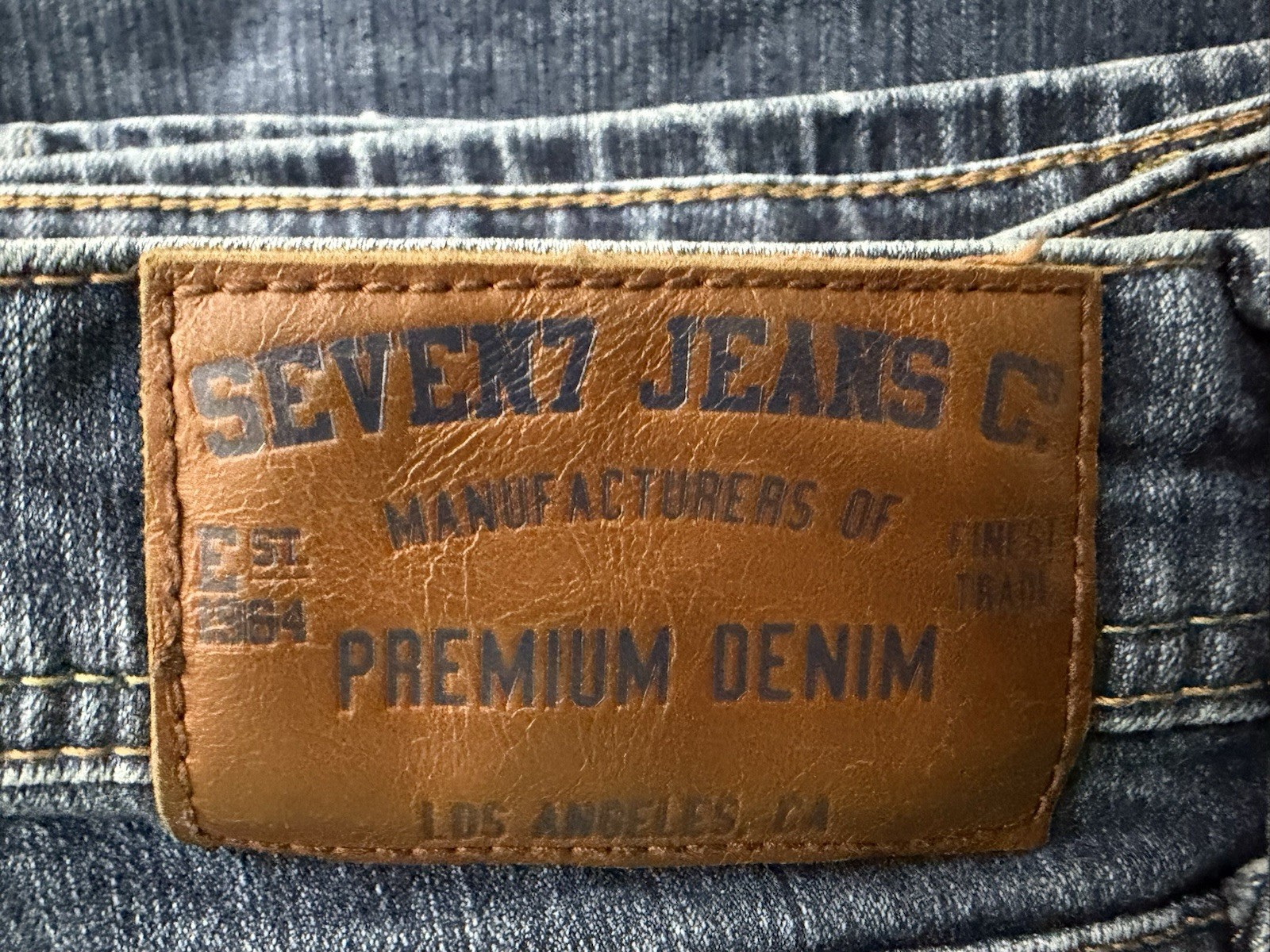 Seven7 Premium Denim Co Straight Fit Jeans Mens 38×30 Med Wash 5-Pocket Stretch