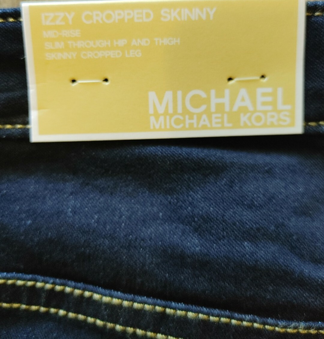 MICHAEL KORS IZZY Blue Jeans 26″ inseam ANKLE crop MK logo pocket- Skinny NEW