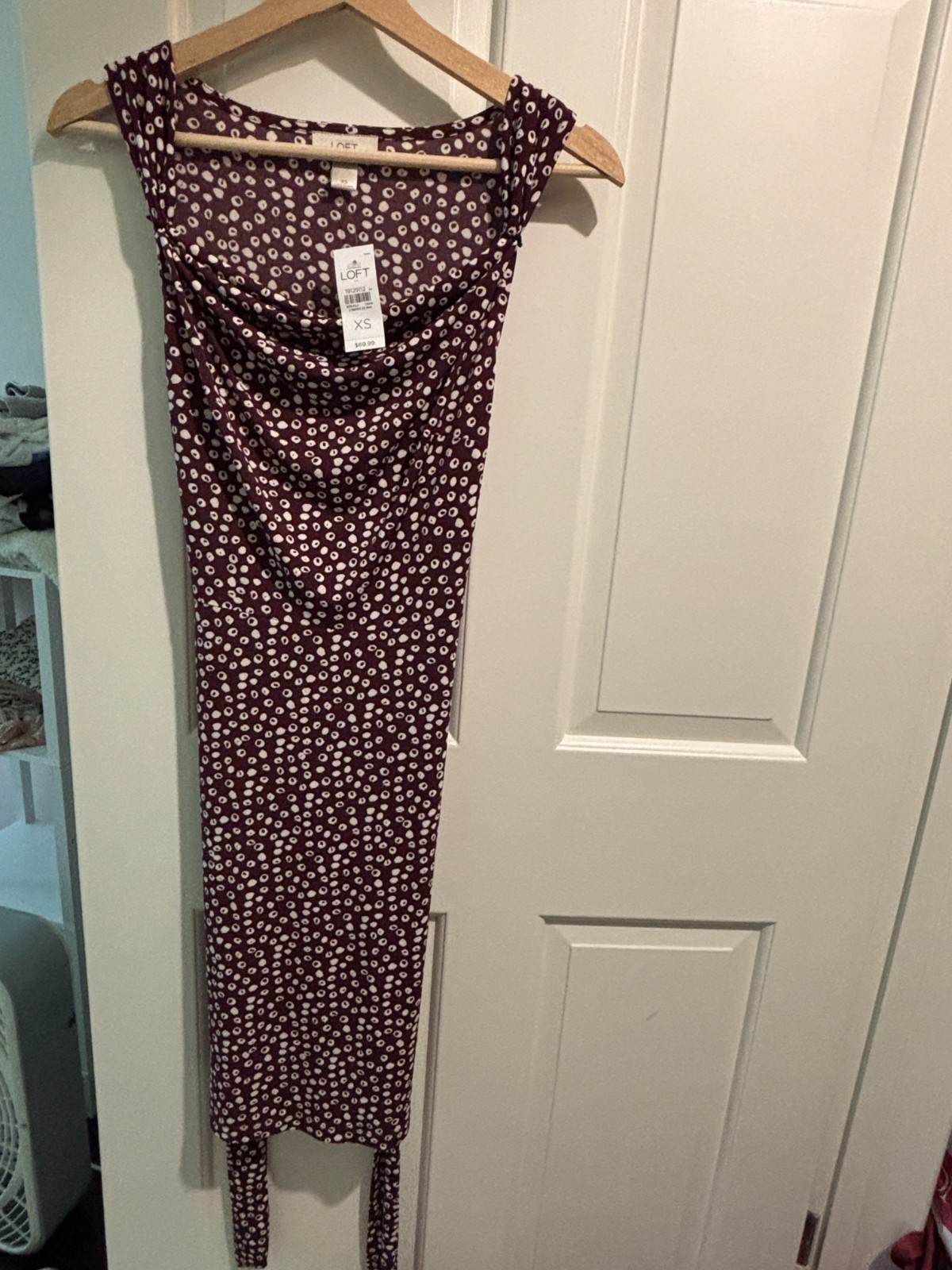 New Ann Taylor Loft maxi brown and white poka dot flowy dress (size US XS)