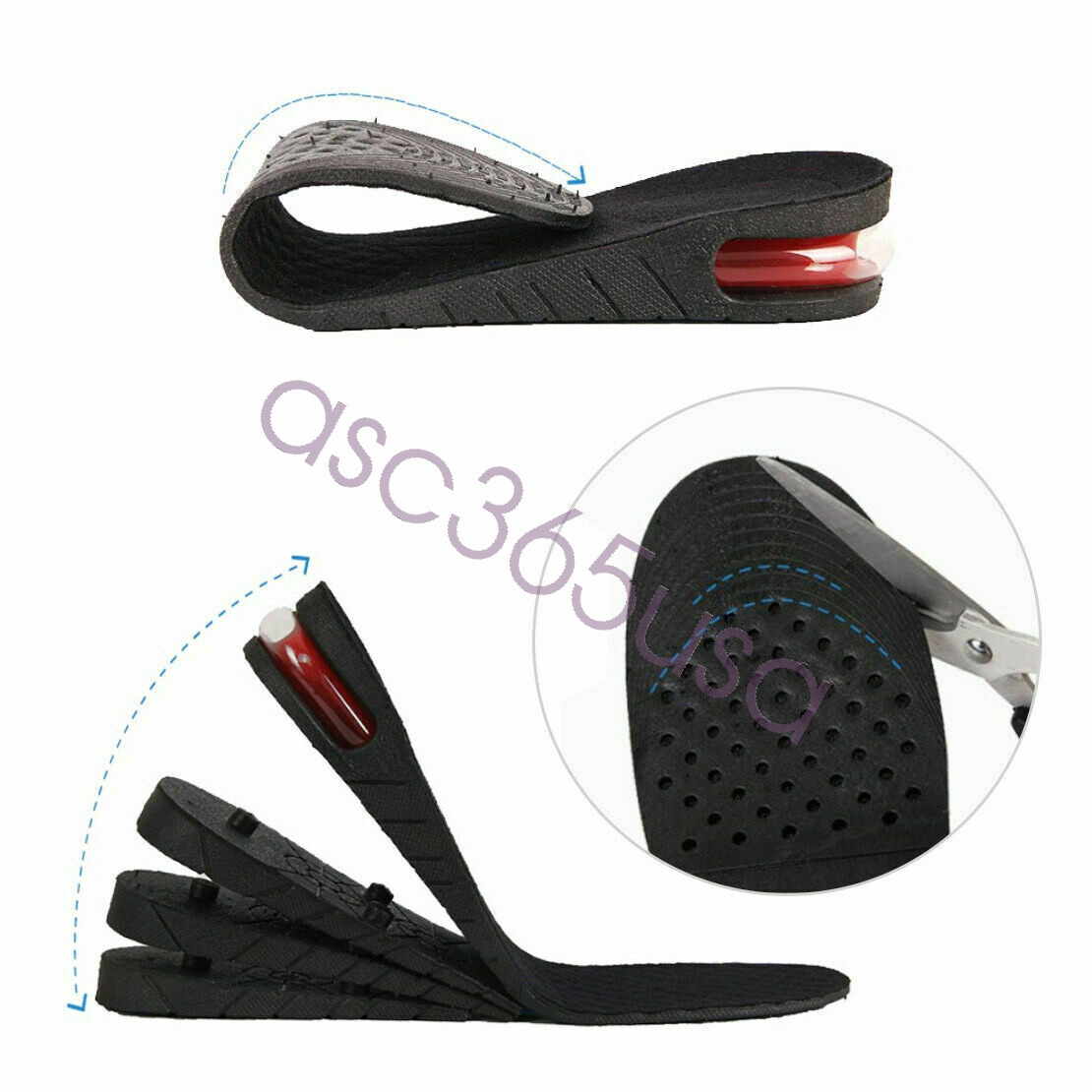 Adjust 4 Layer 9cm Unisex Shoe Lift Height Increase Heel Insole Insert Taller US