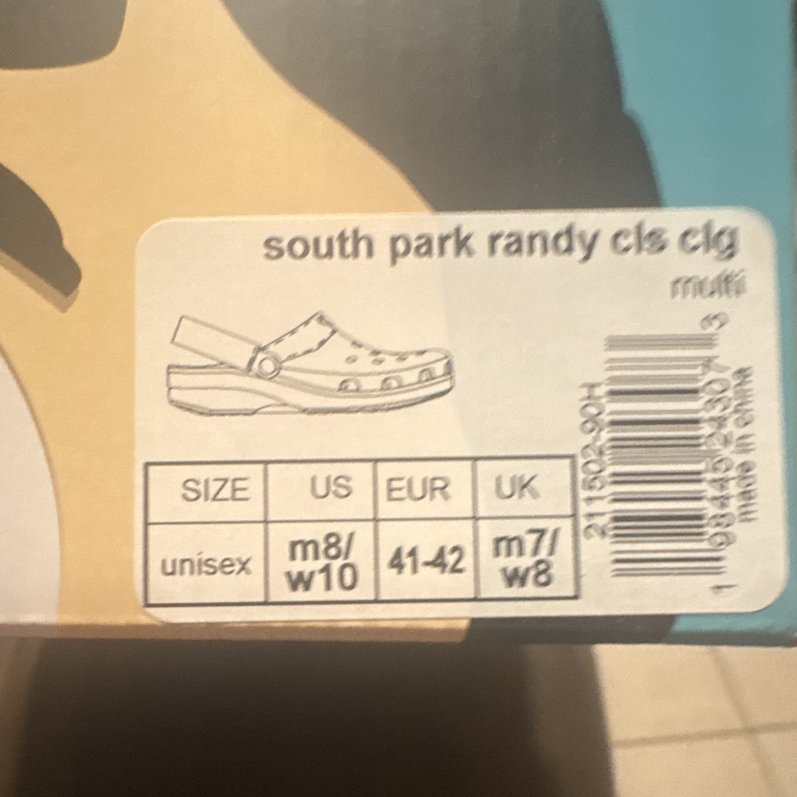 Crocs South Park Randy Marsh Blue Clog Sandals Unisex Adults US M8 W10