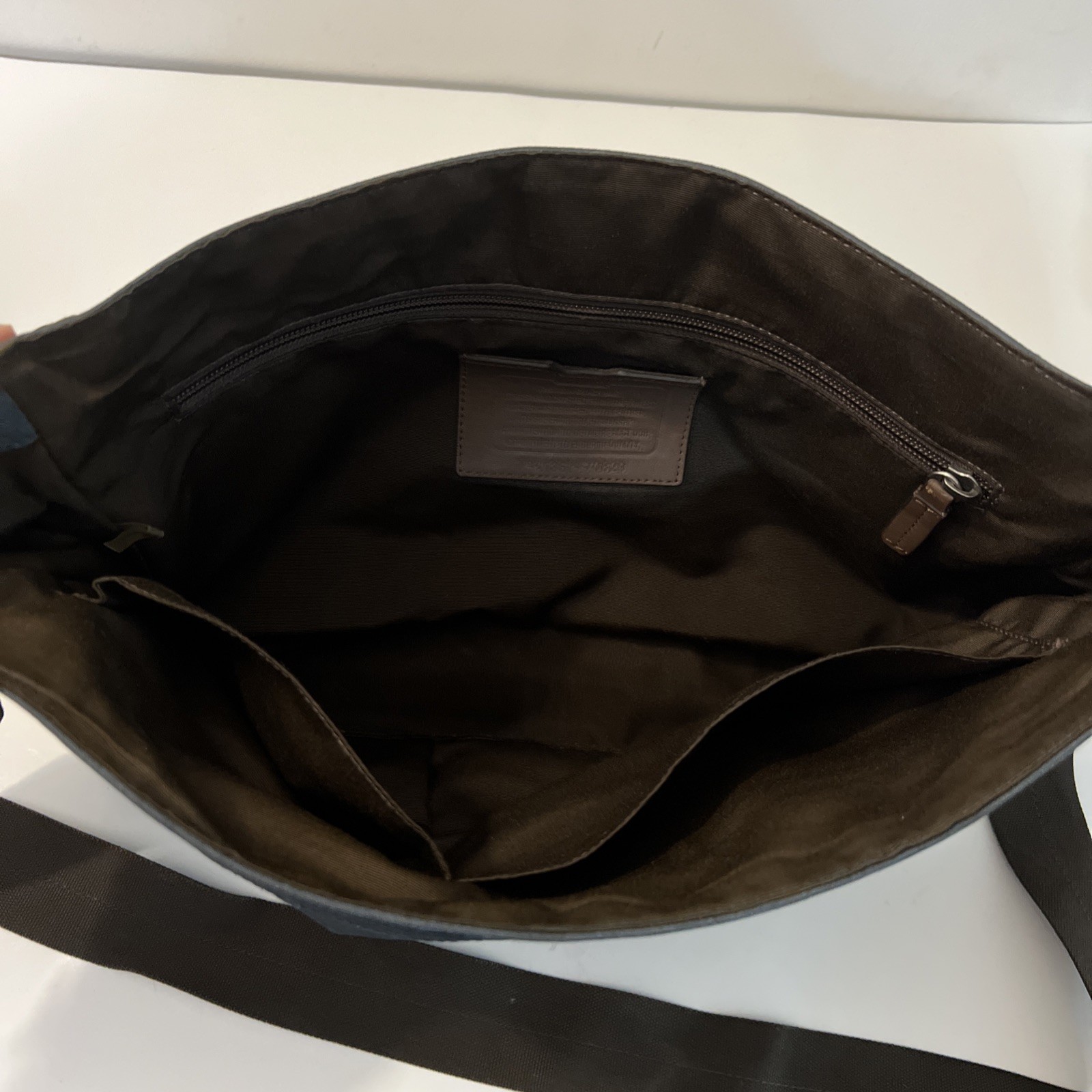 COACH Camden Messenger Bag Brown Grayish-blue Canvas Leather Trim 70829