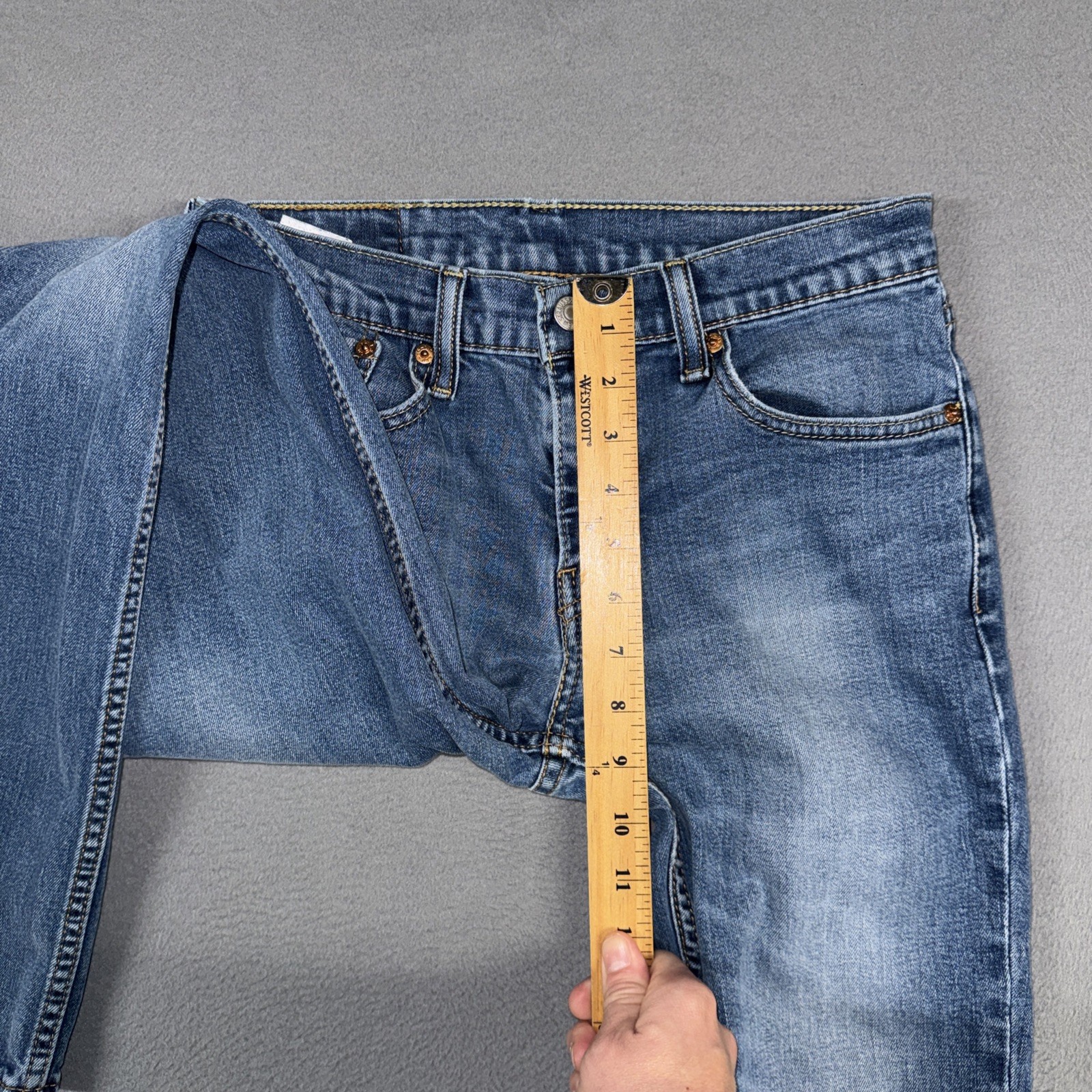 Levis Jeans Mens 30×32 (Fits 28×29) Blue 511 Slim Straight Distressed Denim