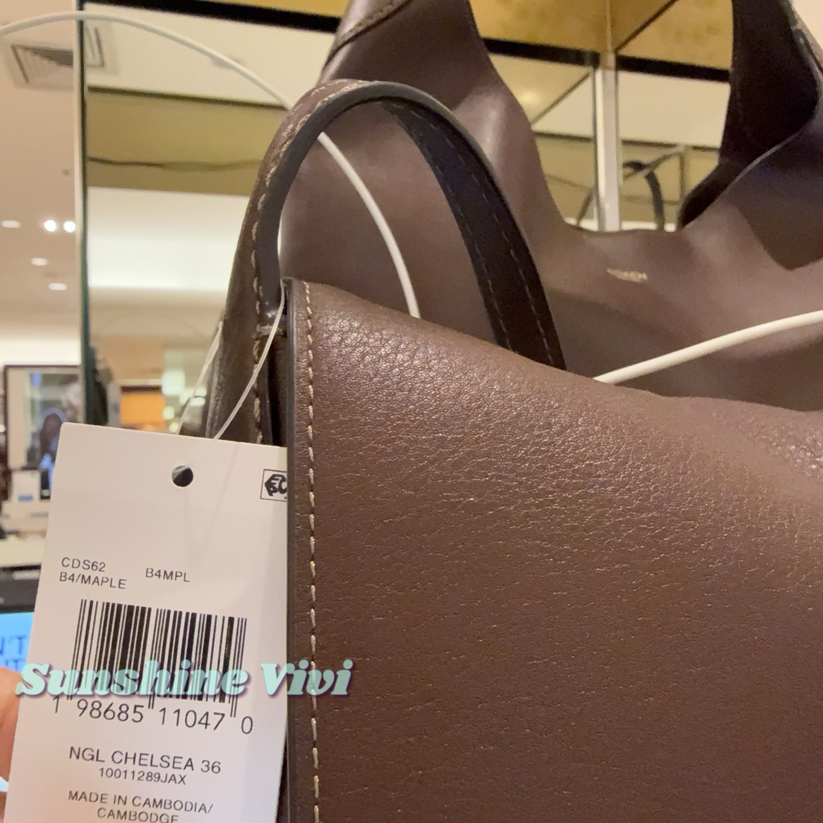 NWT Coach Chelsea Shoulder Bag Natural Grain Leather Maple Brown Brass CDS62