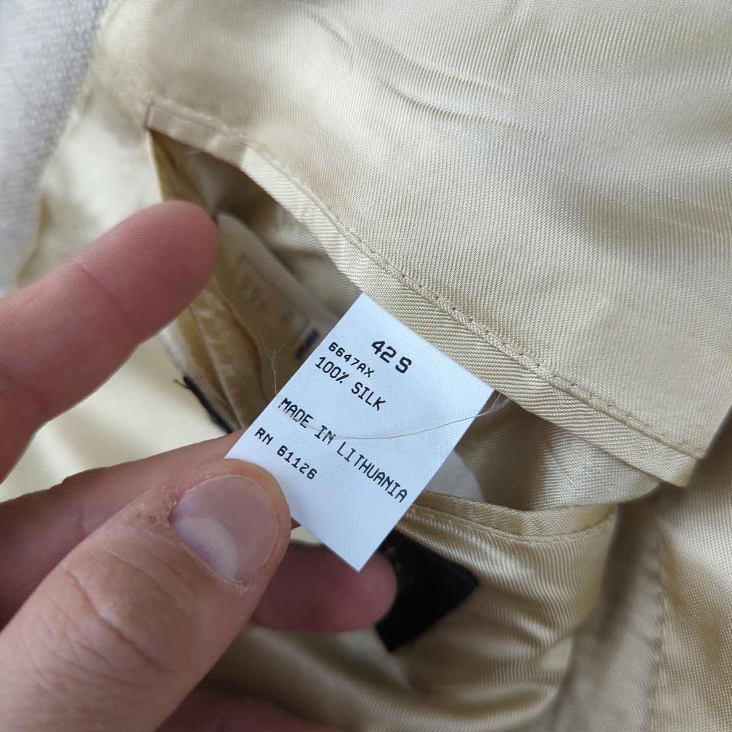 Vintage Deansgate Blazer Mens 42S Beige 100% Silk Textured Weave Sport Coat NWT