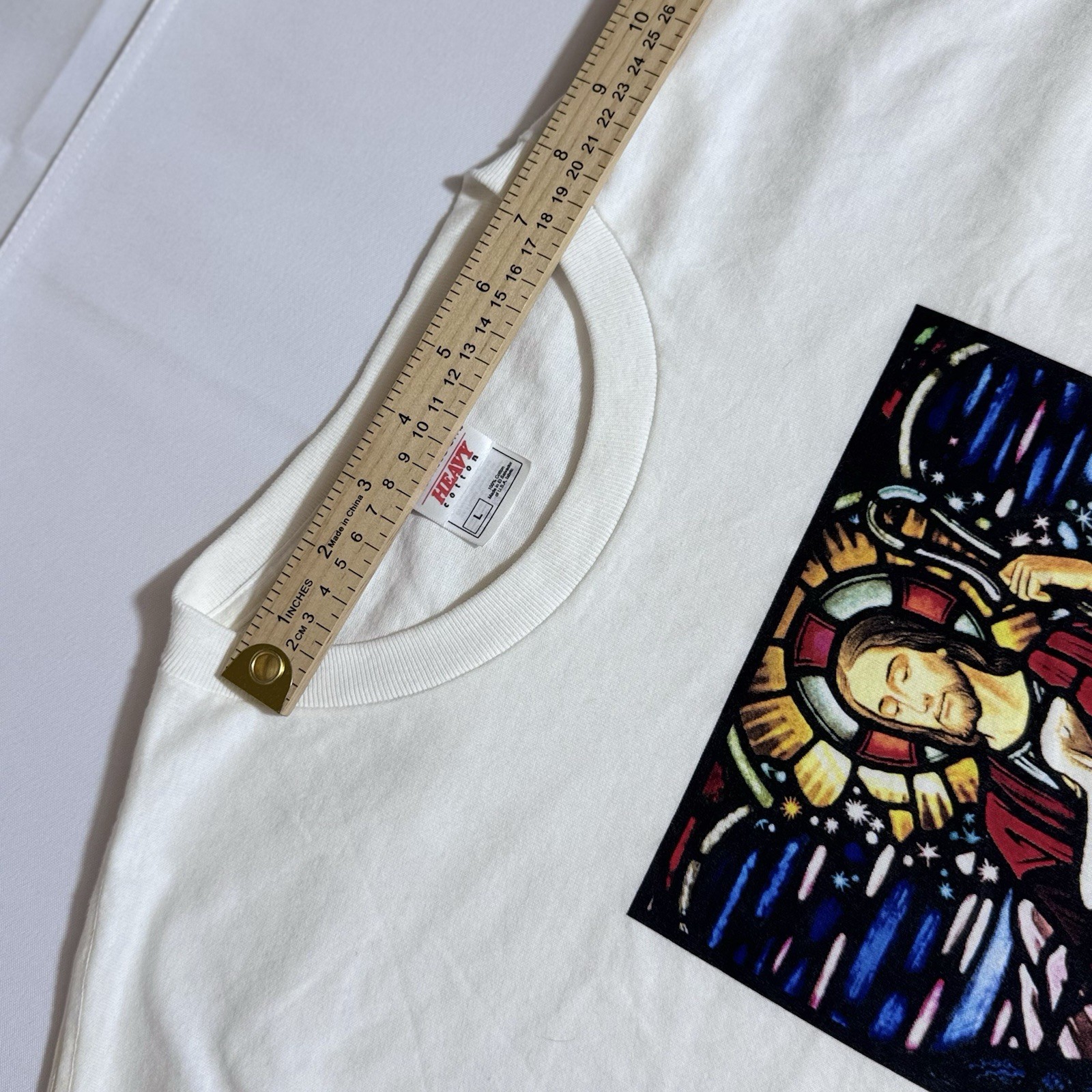 Fruit Of Loom, Heavy Cotton, JESUS AOP, White, Male/Female, Large