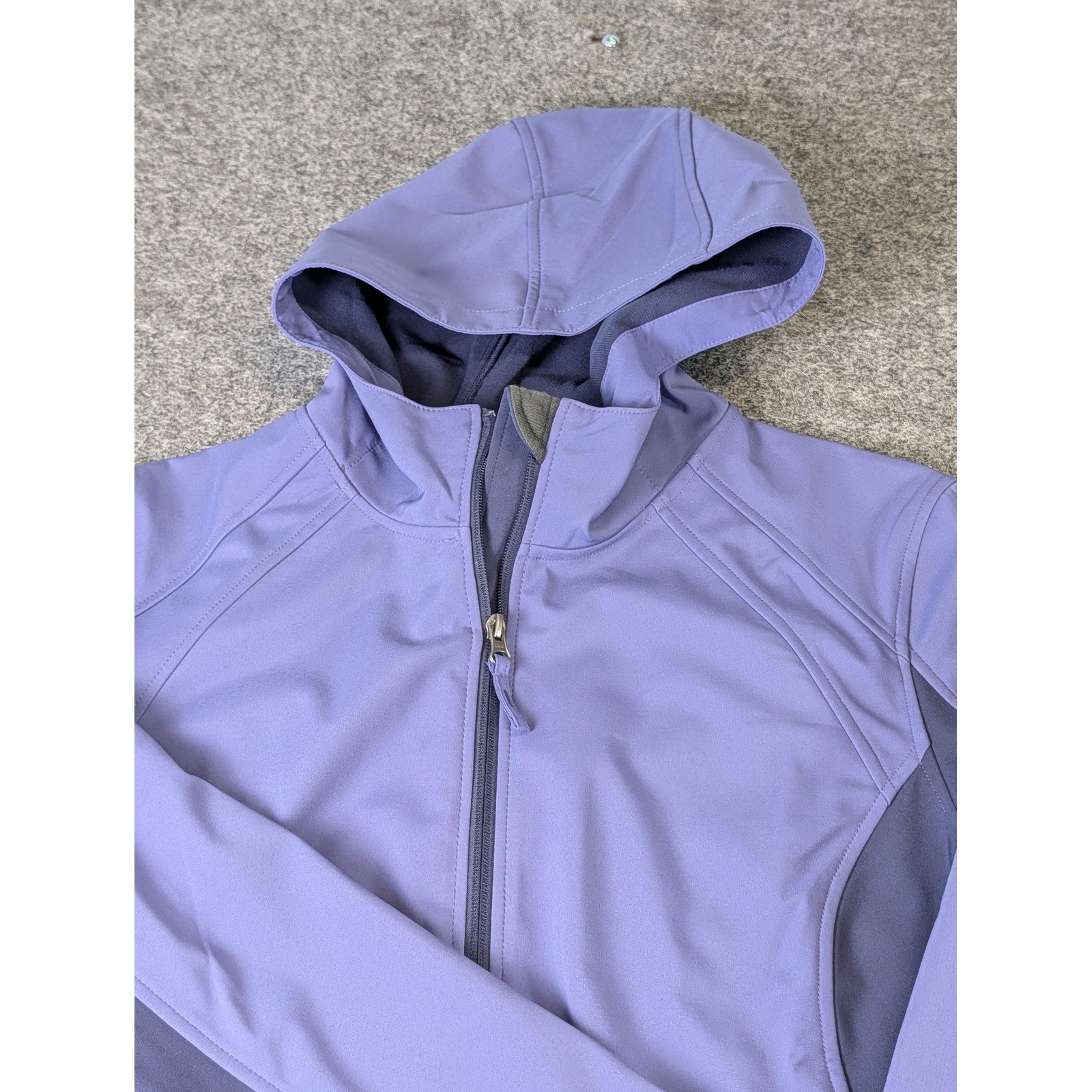 Free Tech Womens XL Purple Softshell Hooded Jacket Full Zip Fleece Lined EUC
