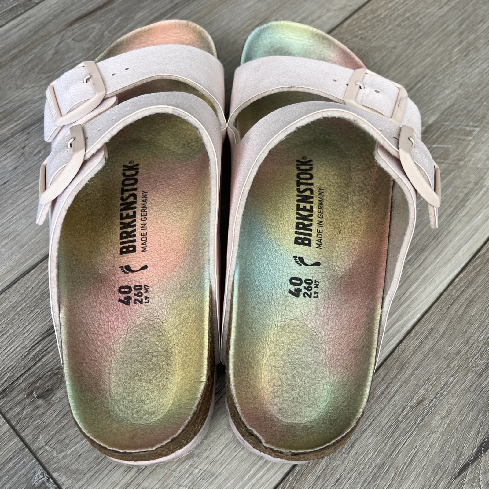 Birkenstock Arizona Vegan Sandal Slides Birko Flor Nubuck Light Rose Pink 9 N 40