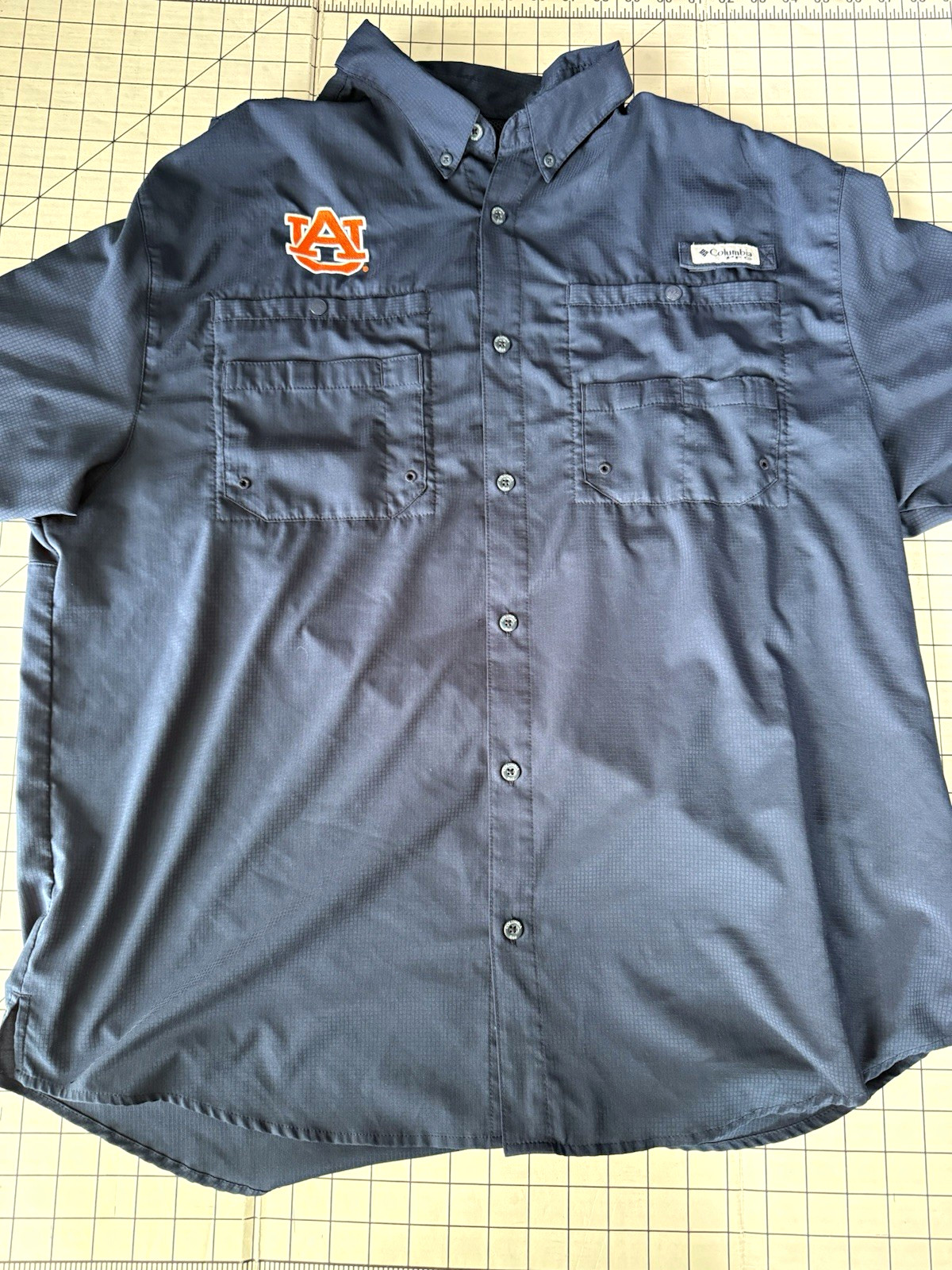 Auburn Tigers Columbia PFG Mens XL NCAA Blue Fishing Omni Shade Vented Shirt WDE