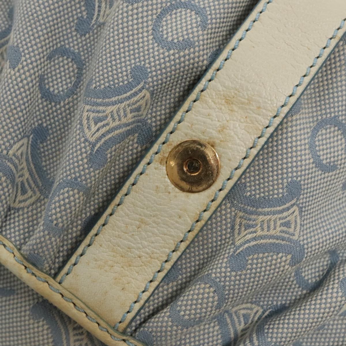 CELINE C Macadam Canvas Shoulder Bag Light Blue Auth yk17148