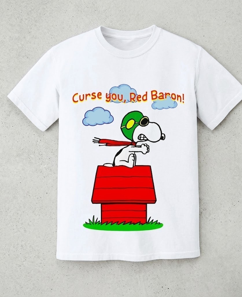 Snoopy Peanuts Flying Ace Red Baron Graphic T-Shirt All Size S-5XL HN10
