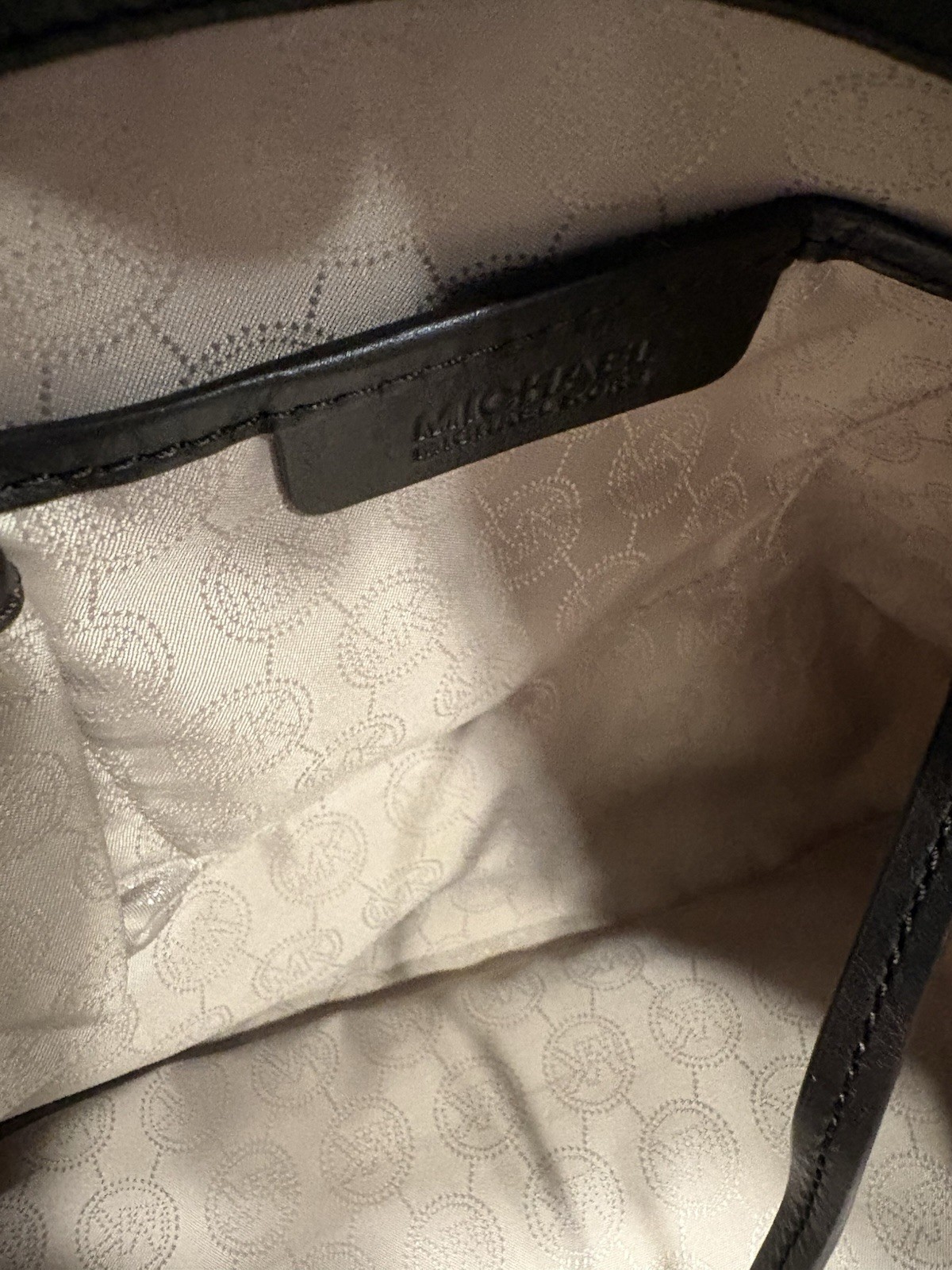 Michael Kors Brown Check Tote Bag Zip Closure Gold Hardware Chain Double Handles