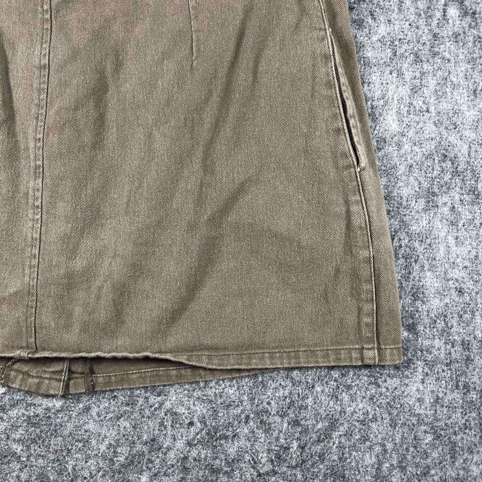 Chloe & Katie A Line Mini Skirt Womens XL Brown Button Front Twill Cotton