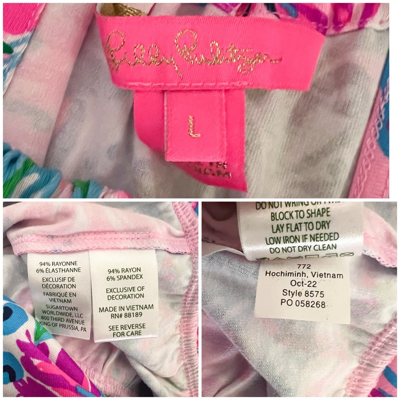 Lilly Pulitzer | Bowen Tropical Pink Floral Halter Gold Chain Tank Top Large