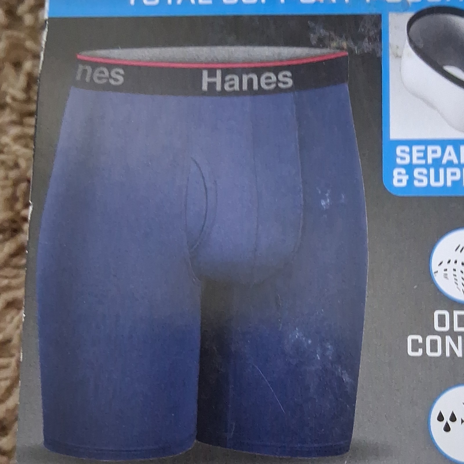 Hanes Comfort Flex Fit Total Support Pouch Tagless Long Leg Boxer Briefs 3pk S
