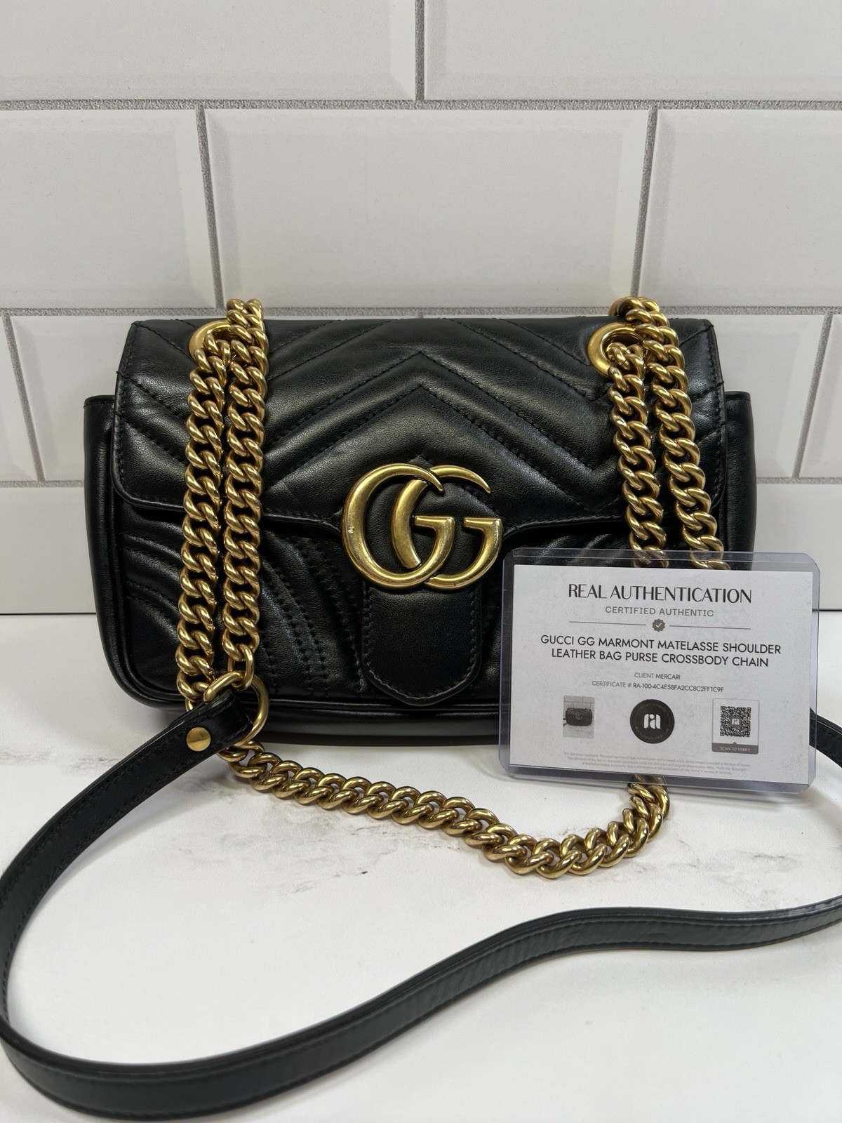 Gucci GG Marmont Matelasse Shoulder Leather Bag Purse Crossbody Chain