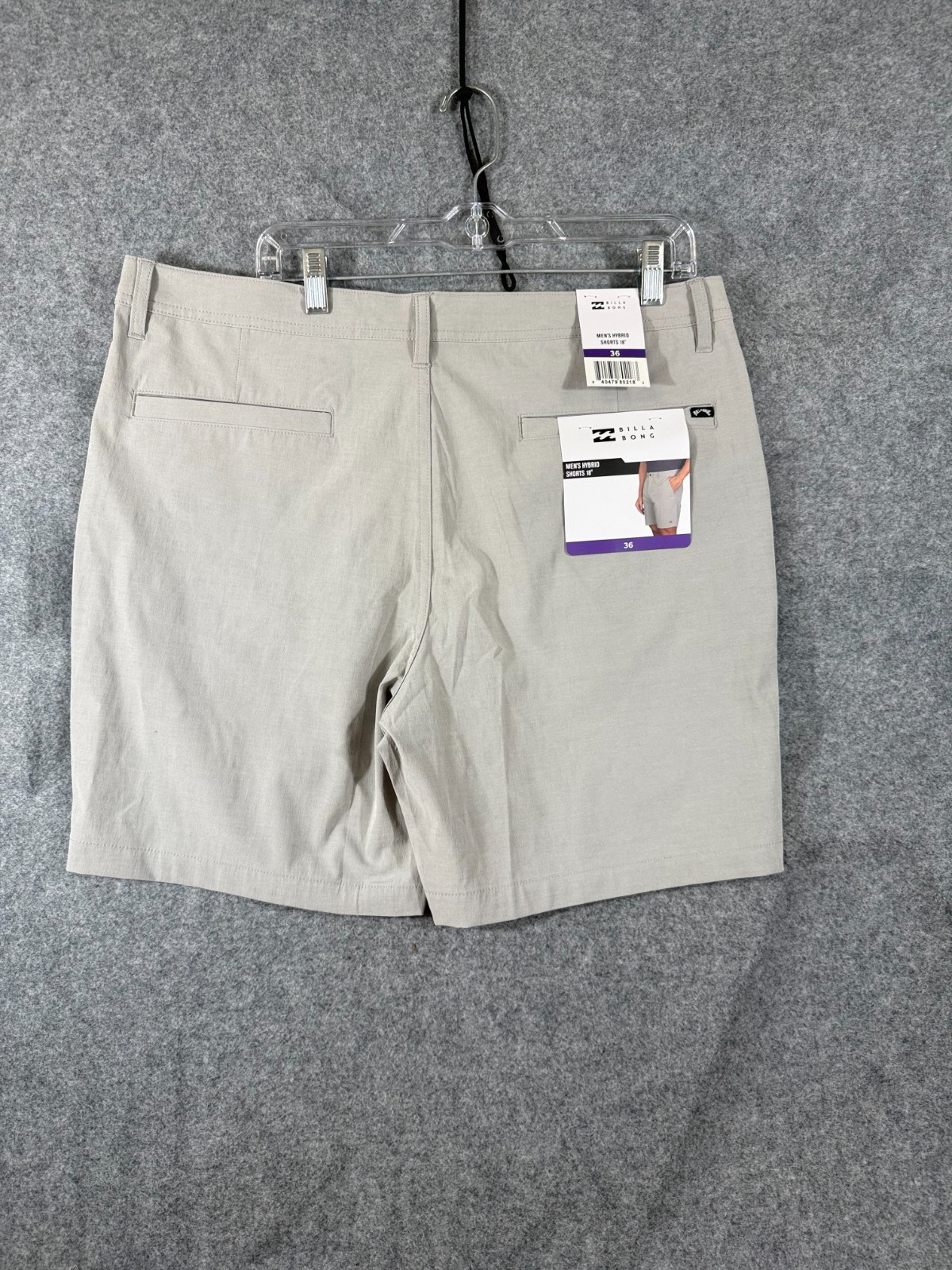 Billabong Hybrid Shorts Mens 36 Light Gray Flat Front Performance Stretch NWT