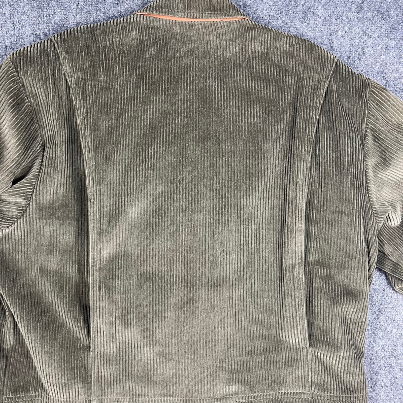 Eddie Bauer Corduroy Field Coat Mens Medium Olive Green Leather Elbow Patches