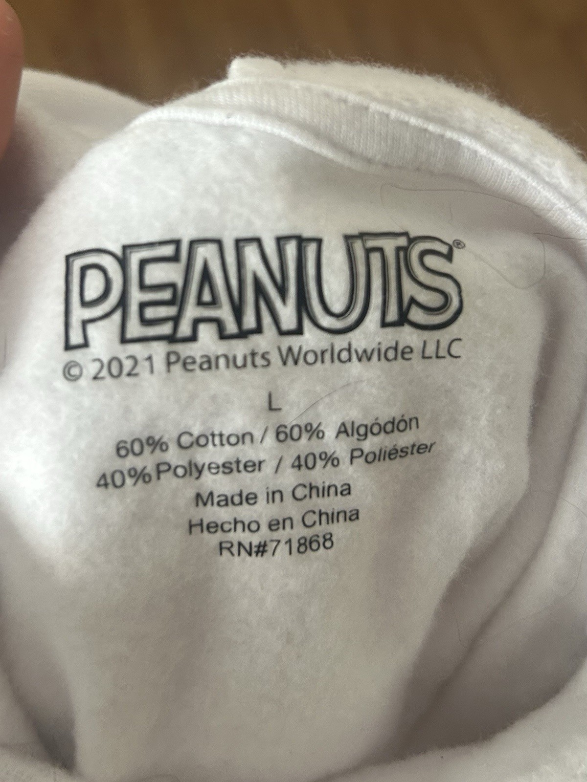 Peanuts white sweatshirt Large
