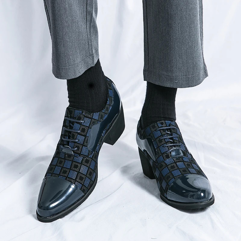 With 6 Cm Heel Extra Height Business Formal Pointed Leather Shoes for Men