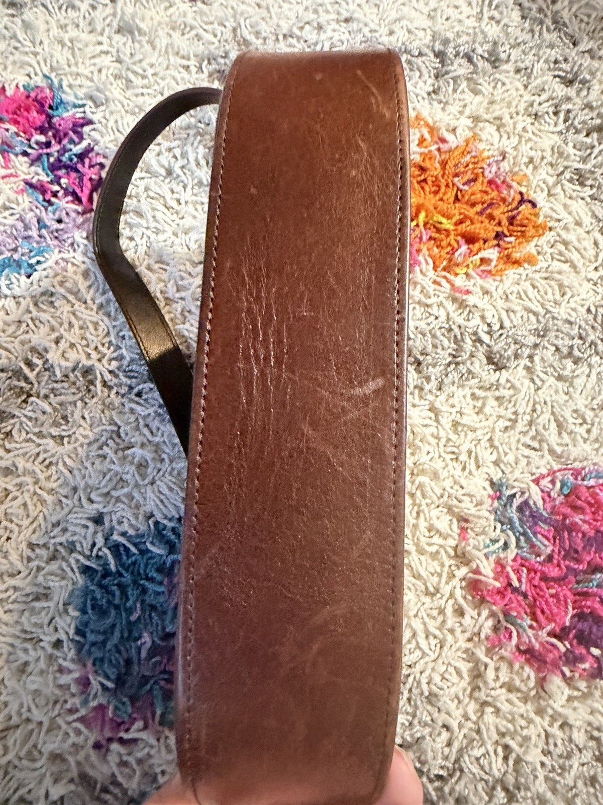 Tommy Bahama 100% Leather Brown Shoulder Bag with Leaf Cutout