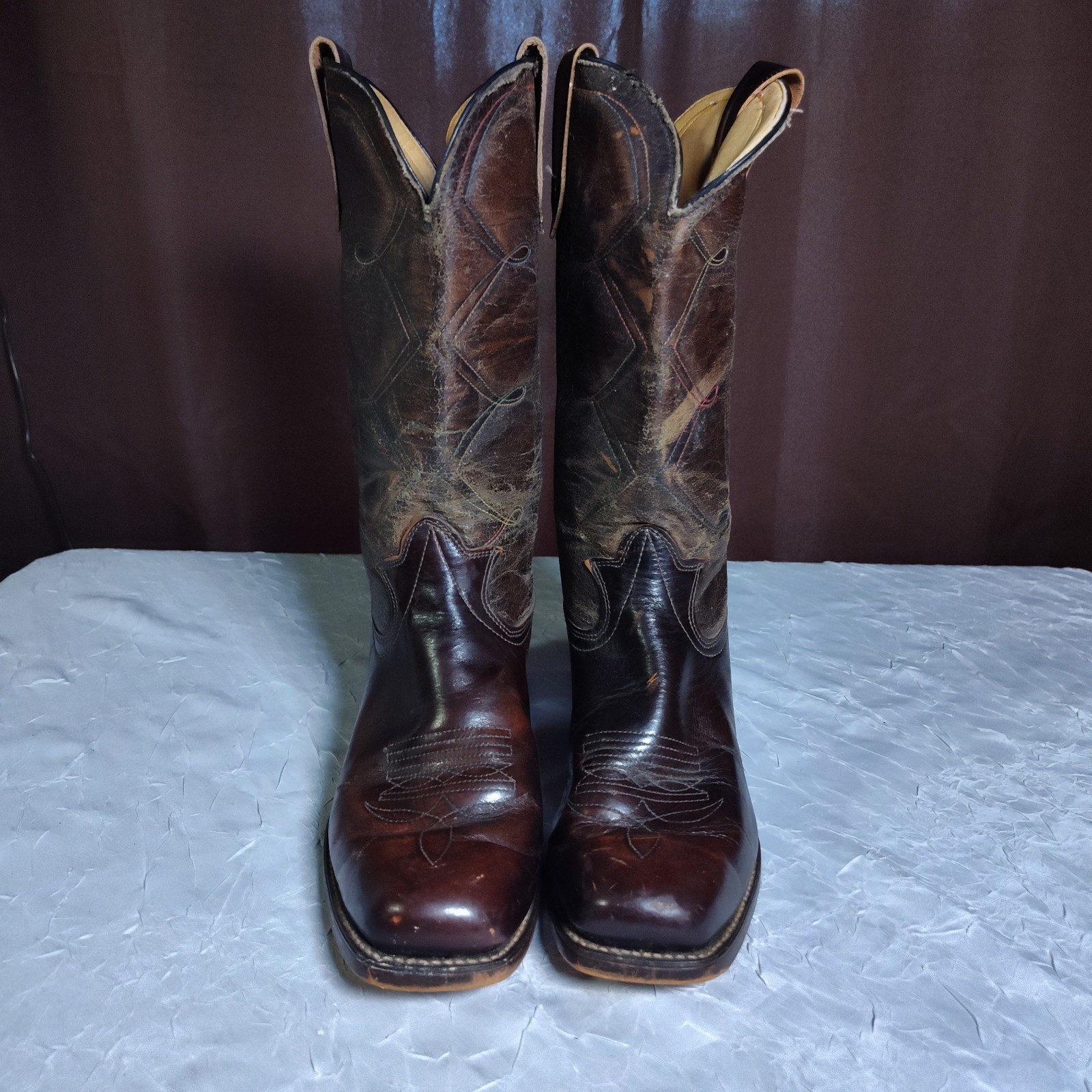 Vintage Laredo Boots Mens Size 9D Leather Western Brown Square Toe Cowboy 80s