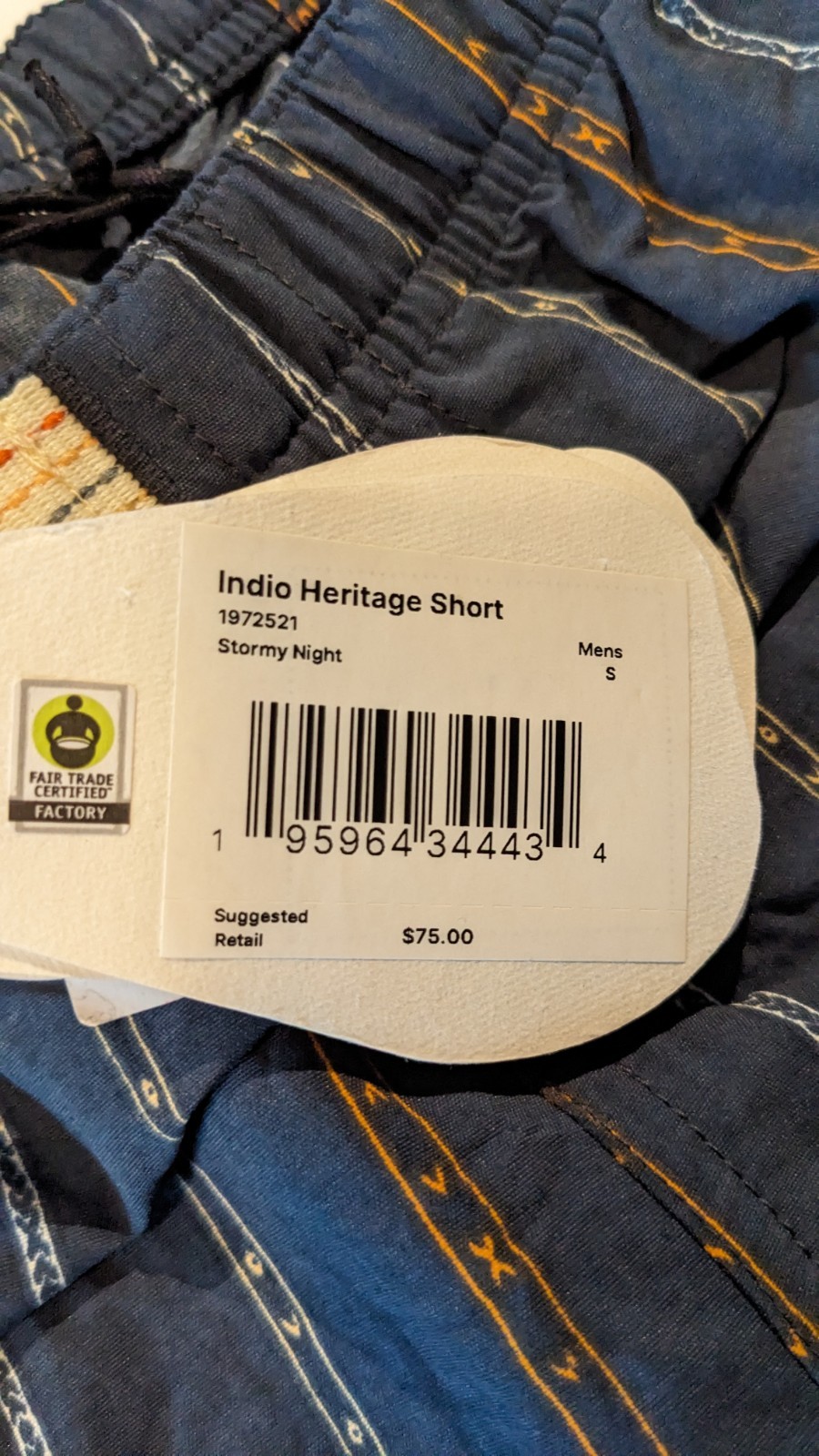 prAna Indio Heritage Shorts Stormy Night Men’s Small NWT $75 MSRP