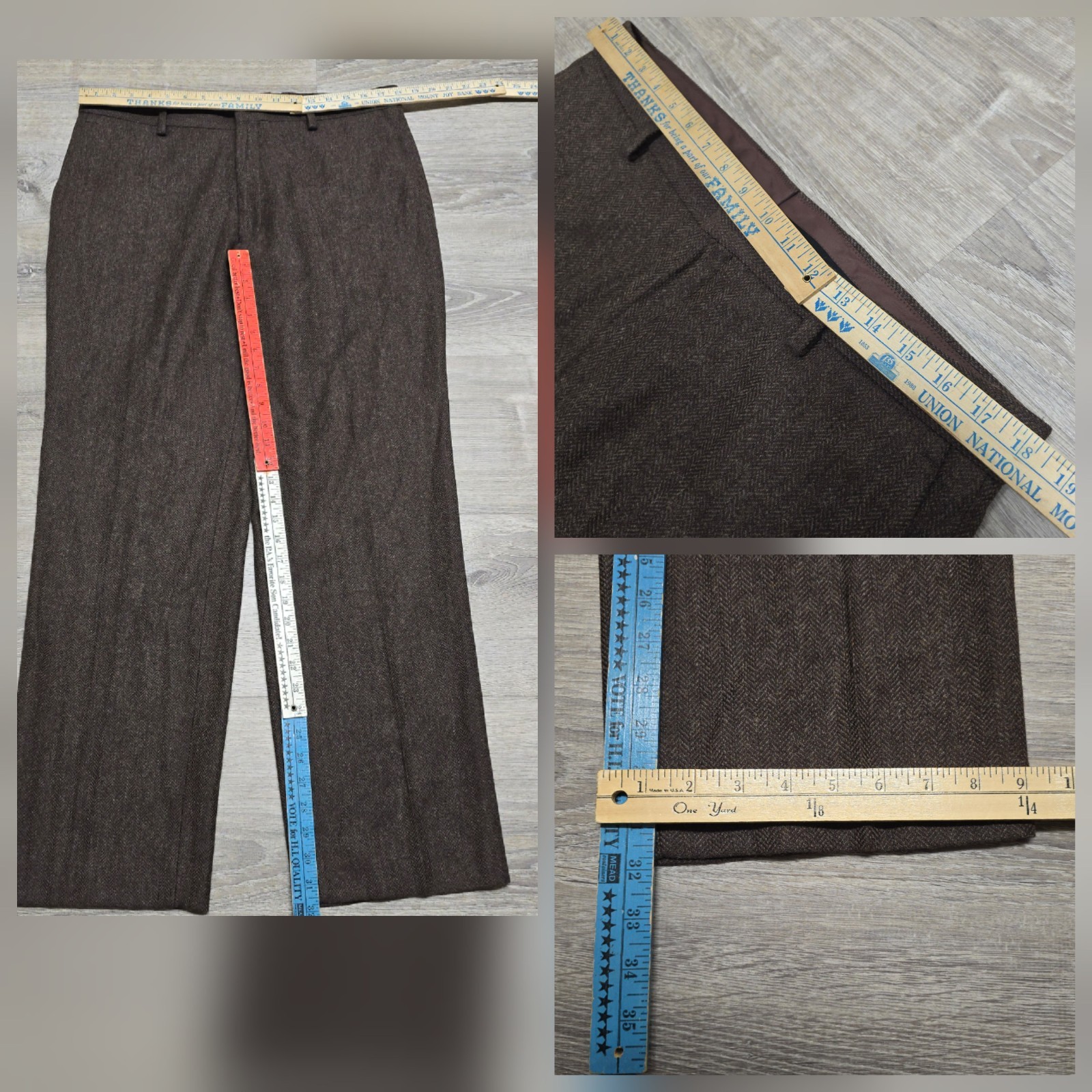 J.Crew x Moon Kenmare Tweed Pants 36×32 Brown Herringbone Worsted Wool Trouser