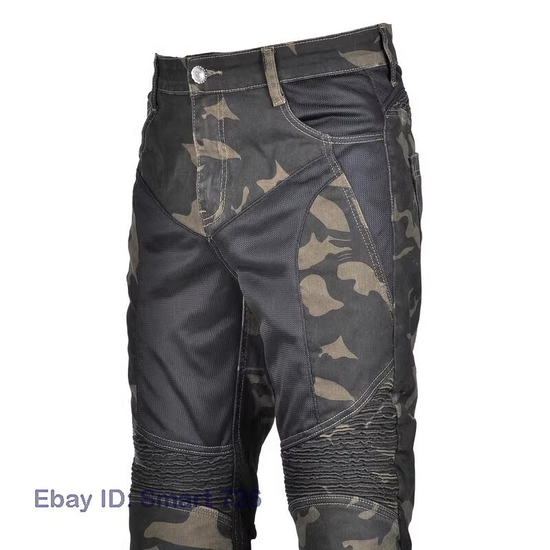Men Motorcycle Riding Pants Summer Mesh Biker Motocross Jeans Racing Casual Camo