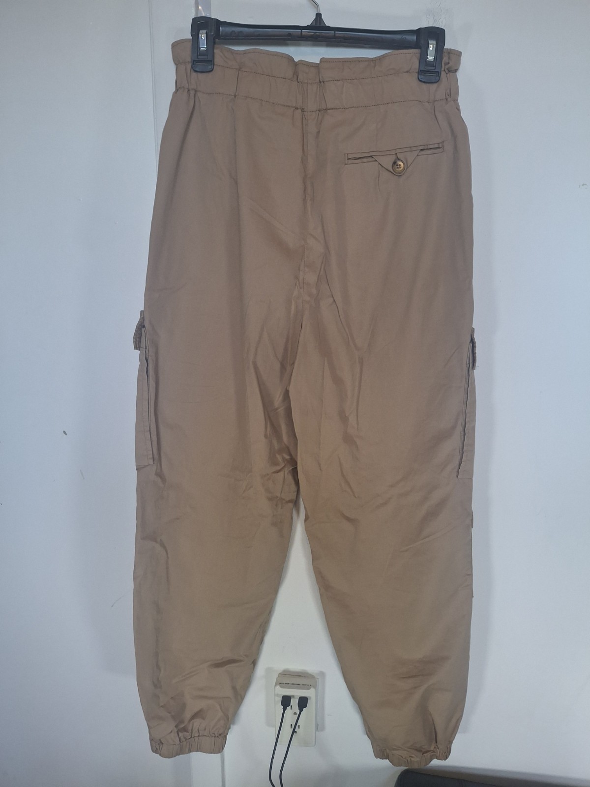 Sandro Paris High-Waisted Cargo Pants Tan Khaki Size
