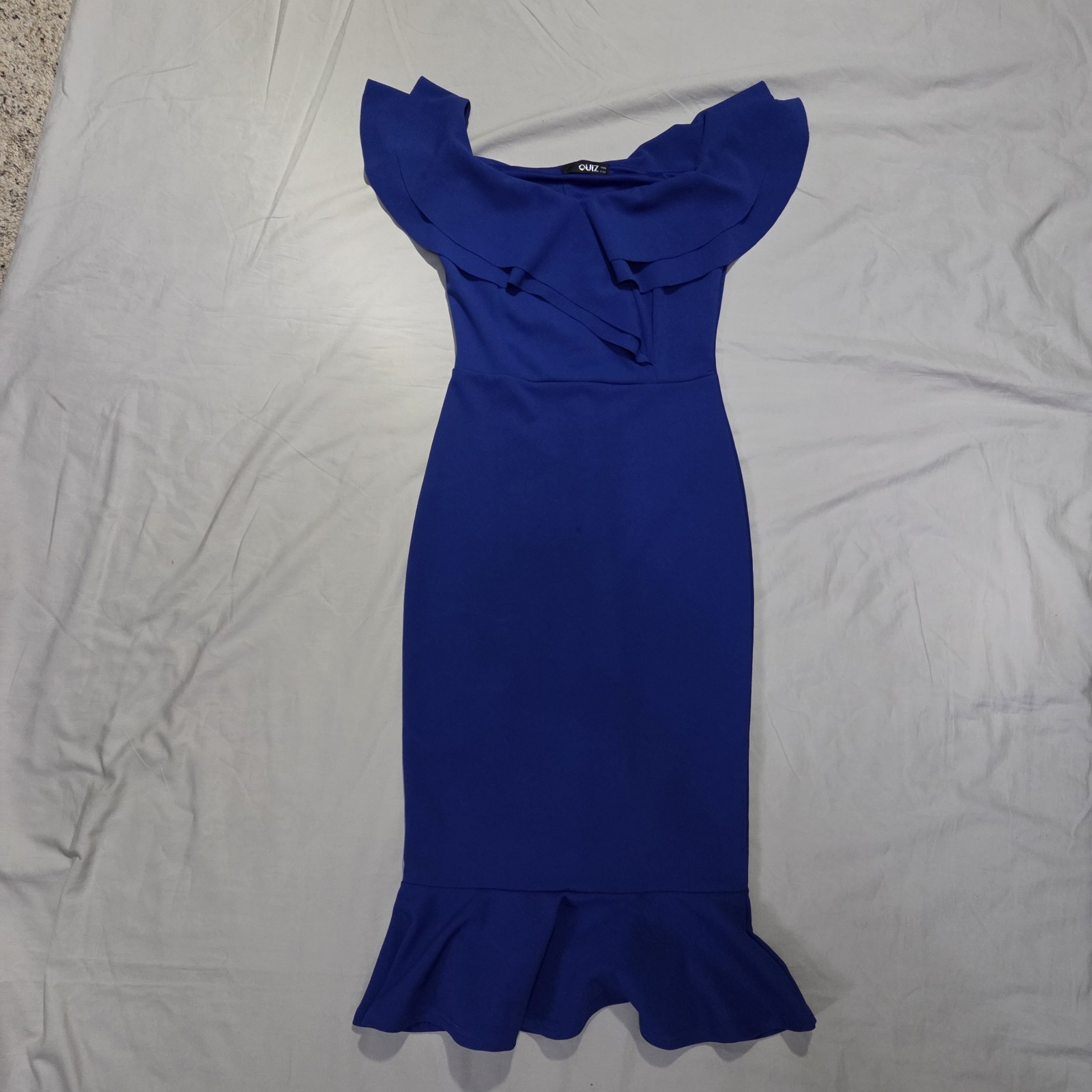 QUIZ ROYAL BLUE OFF-SHOULDER MERMAID STYLE DESIGNER DRESS NWT