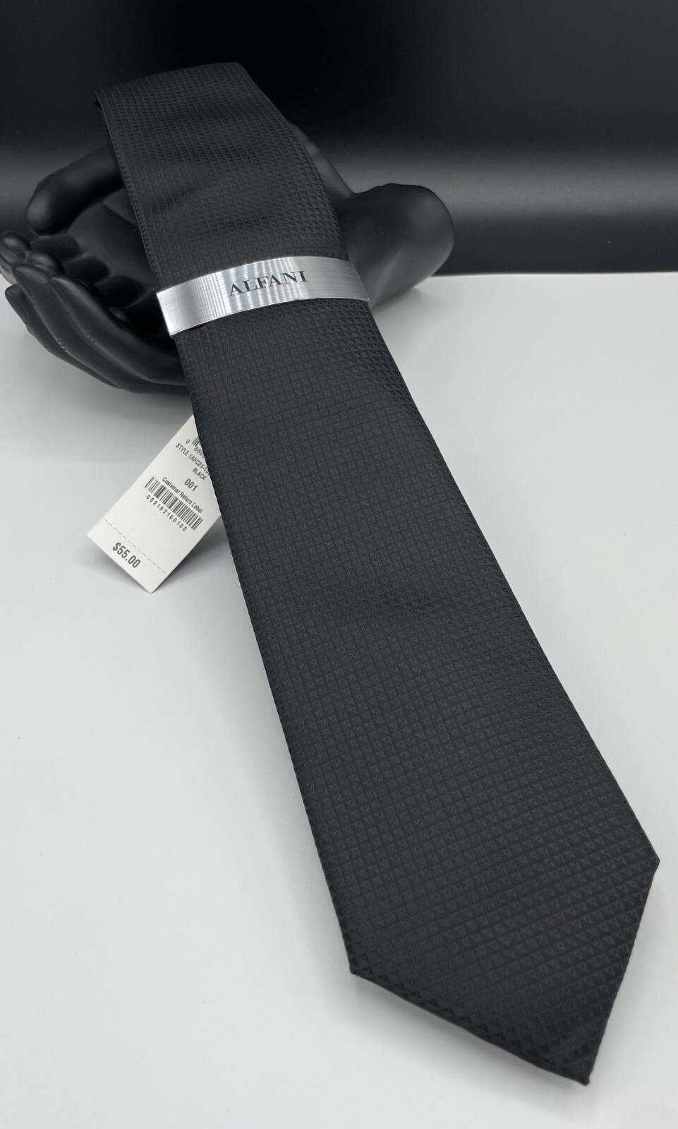 ALFANI Men’s Polyester Tie ~ Black ~ Windhill Solid ~ NEW MSRP: $55.