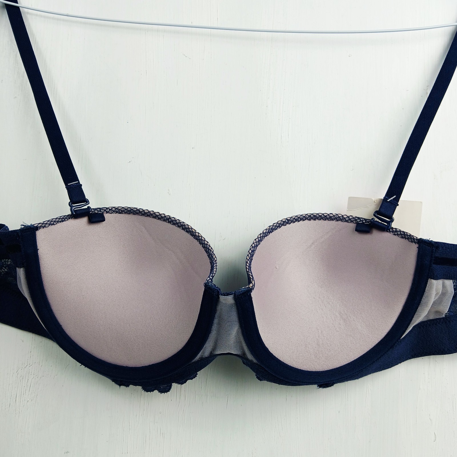 Maidenform Blue Bra 34A Underwire Lace Pushup Multiway Straps SE1102