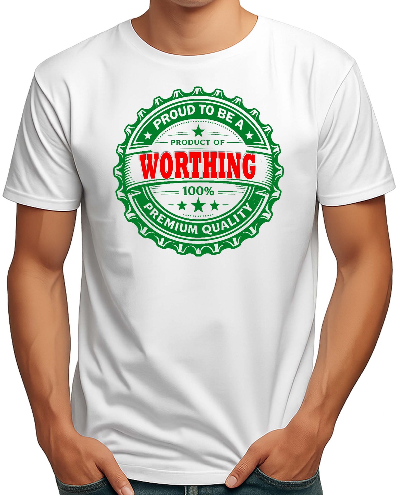 MENS WORTHING HOMETOWN FUNNY BEER T-SHIRT BIRTHDAY GIFT