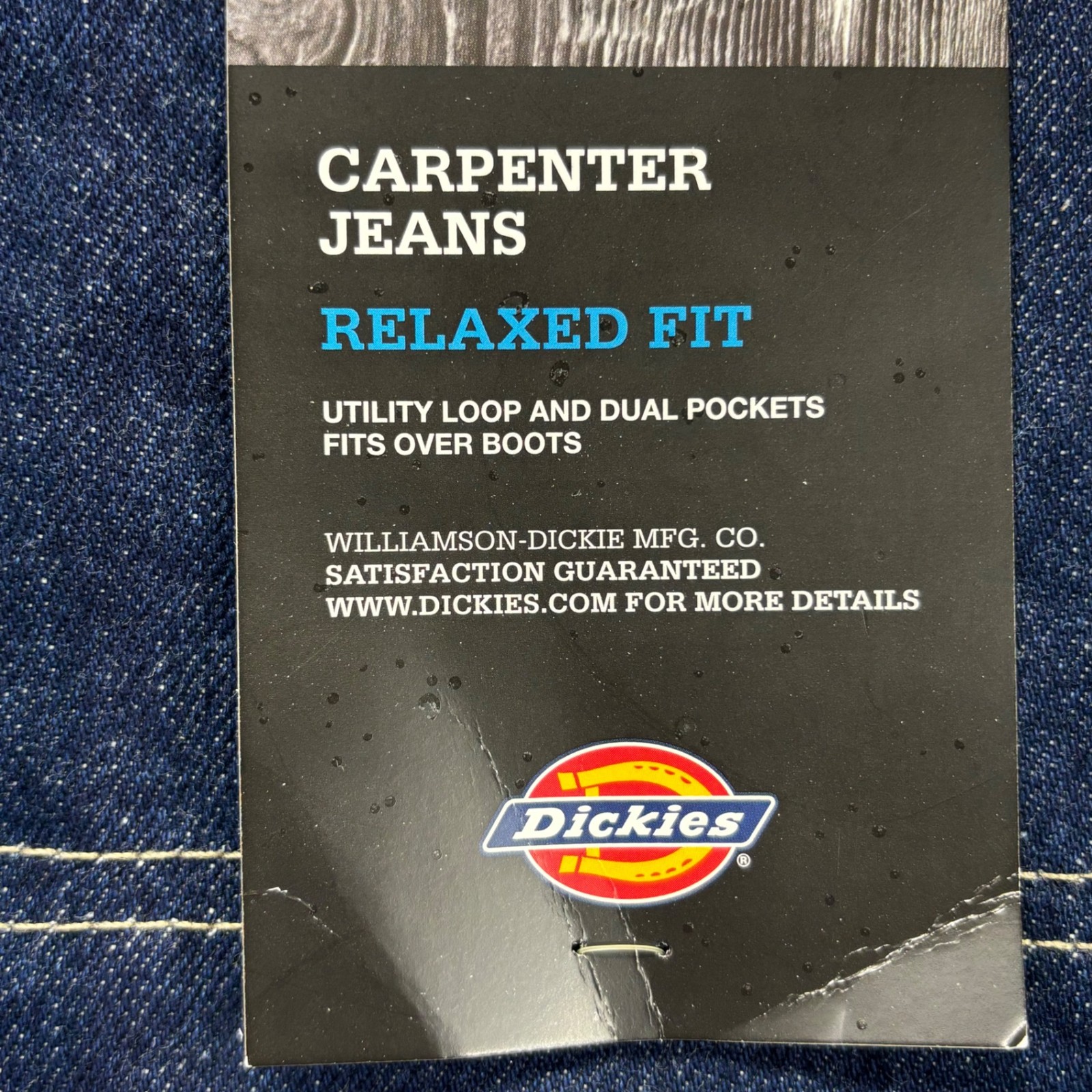 Dickies Carpenter Jeans Mens 36X34 Relaxed Fit Blue Utility Loop Pockets NEW