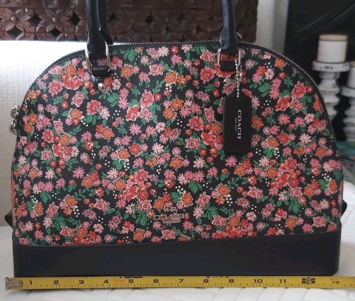 Coach Large Sierra Satchel Crossbody in Leather & Posey Cluster Print