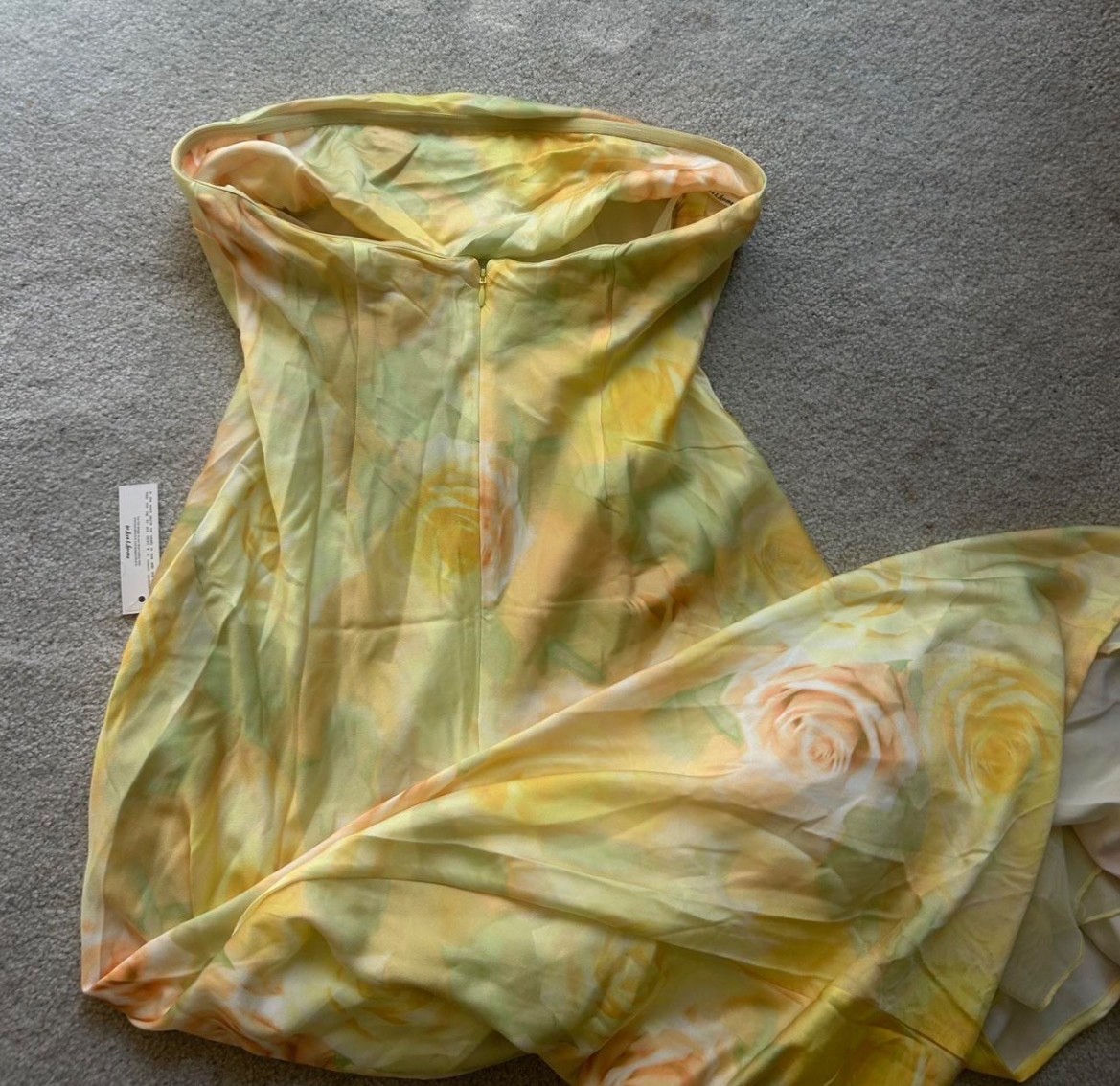 NWT for love & lemons yellow floral strapless maxi dress