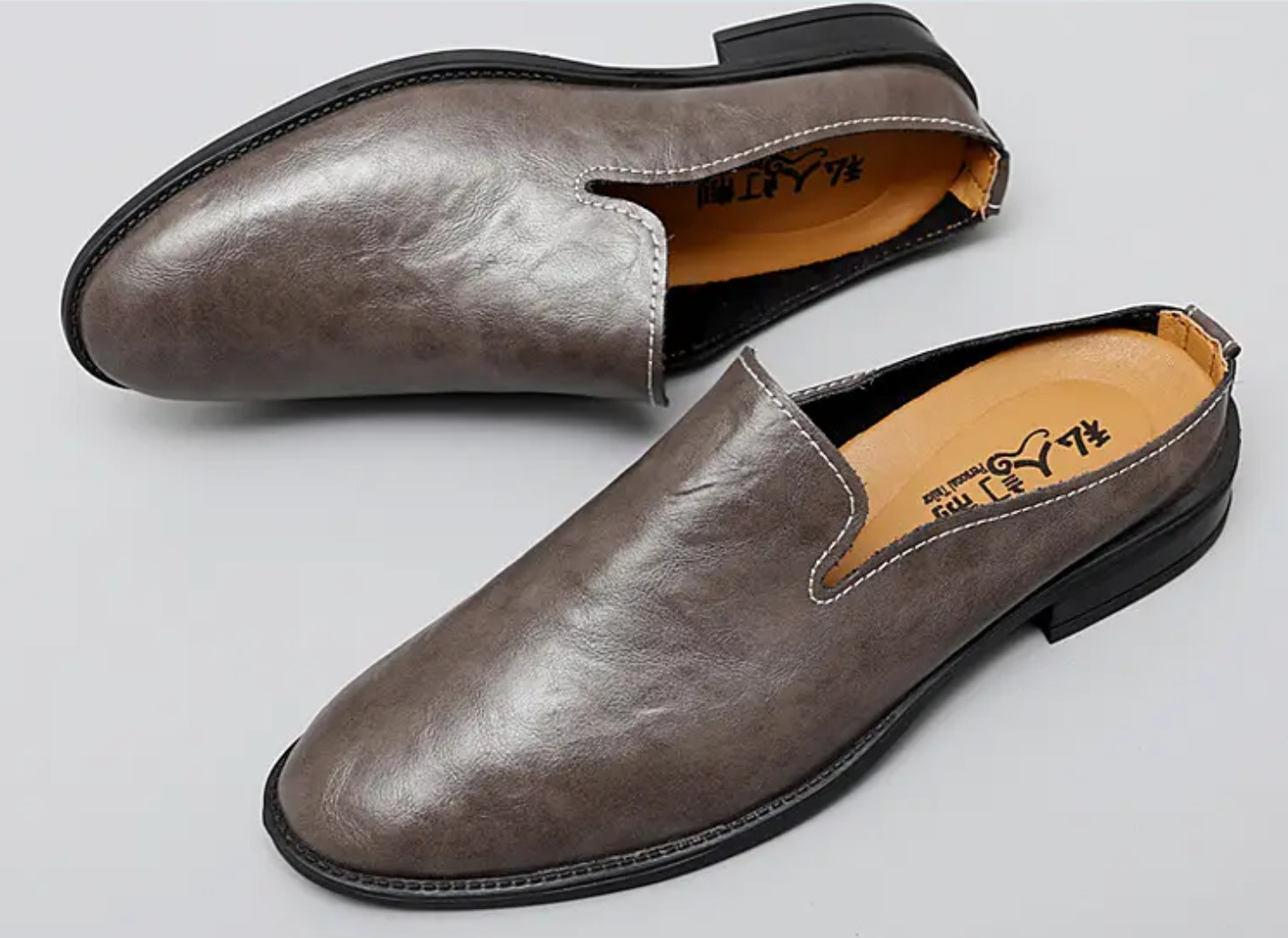 Mens Summer Mules Leather Slippers Closed Toe Slip On Casual Shoes Loafer 2025
