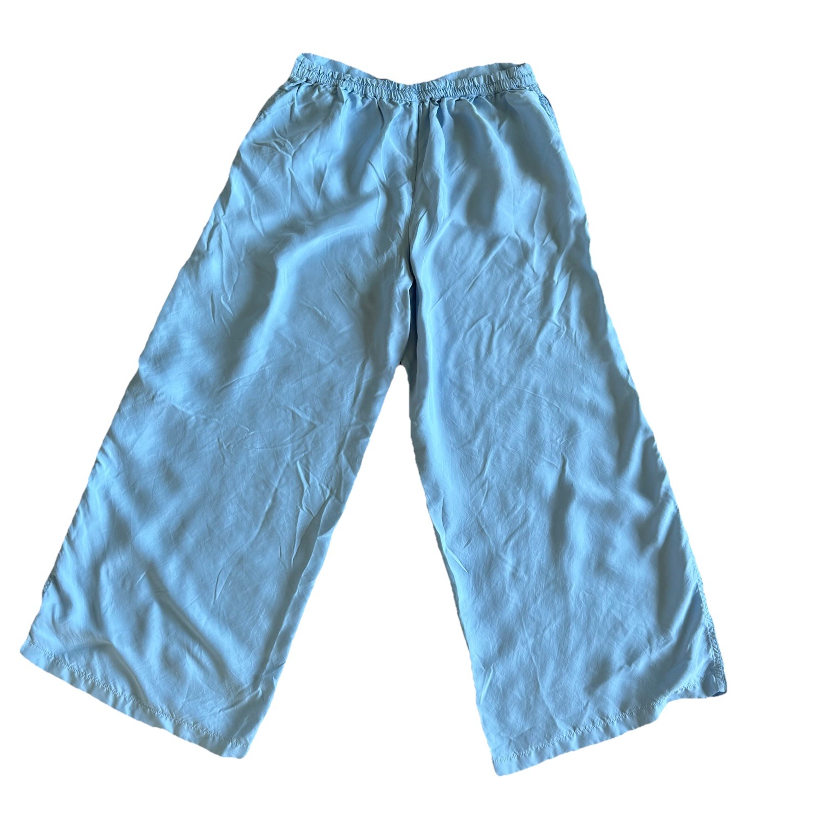 Athleta Calm Cool Wide Leg Lounge Pants Womens L Light Blue Comfort Elastic Wais