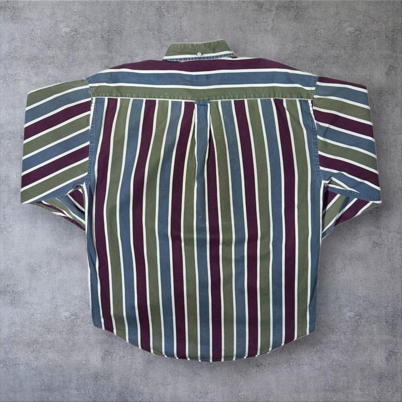 Vintage Norsport Multi Colour Striped Cotton Long Sleeve Button-Up Shirt Medium