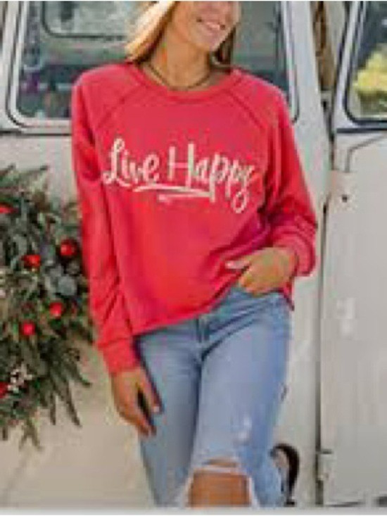 Natural Life “Live Happy” Graphic Sweatshirt – Size Medium