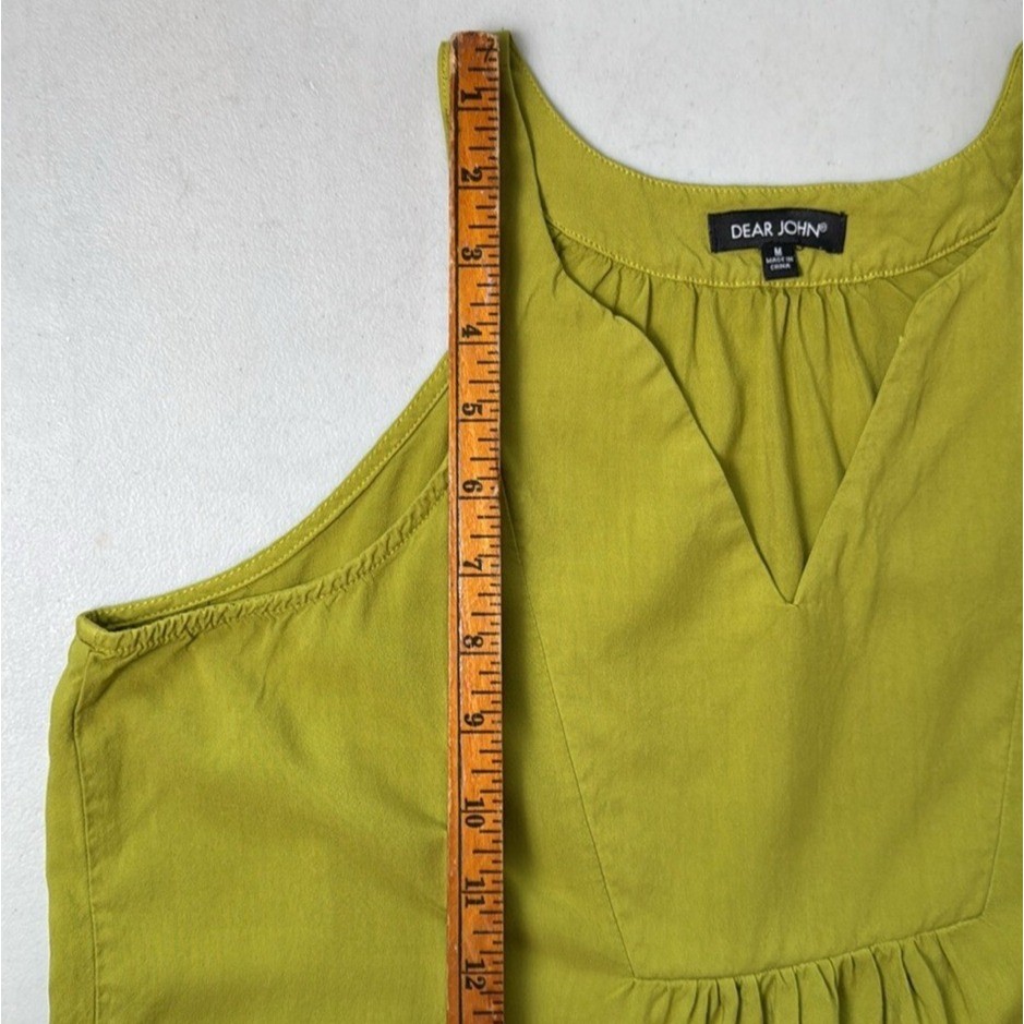 DEAR JOHN Womens Green V Neck Sleeveless Tunic Top Size Medium