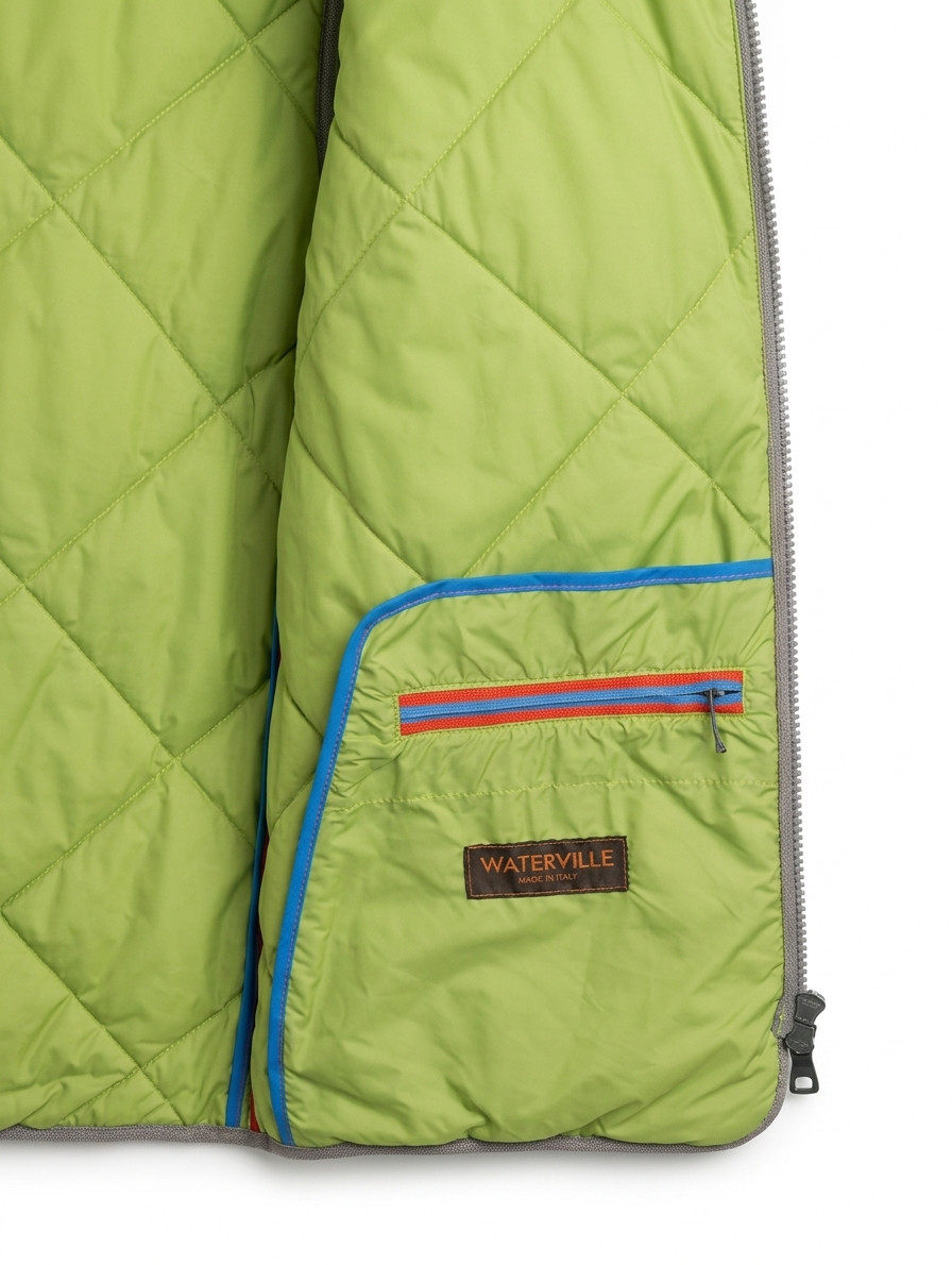 Waterville Italy Green Quilted Vest Lightweight Slim Fit Full Zip L (EU 52)